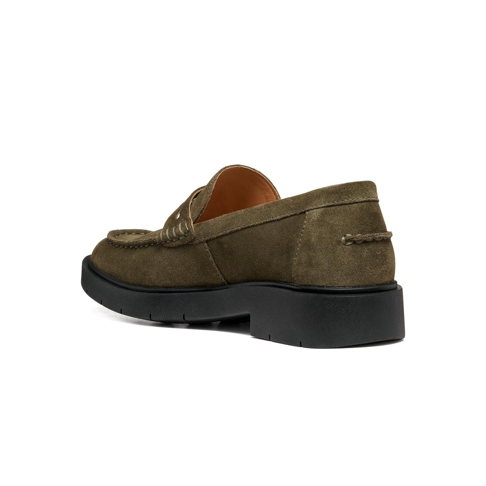 Geox Spherica Ec1 B Moccasins leather in Military, angled view (SKU D65DKB_00022--C3009)