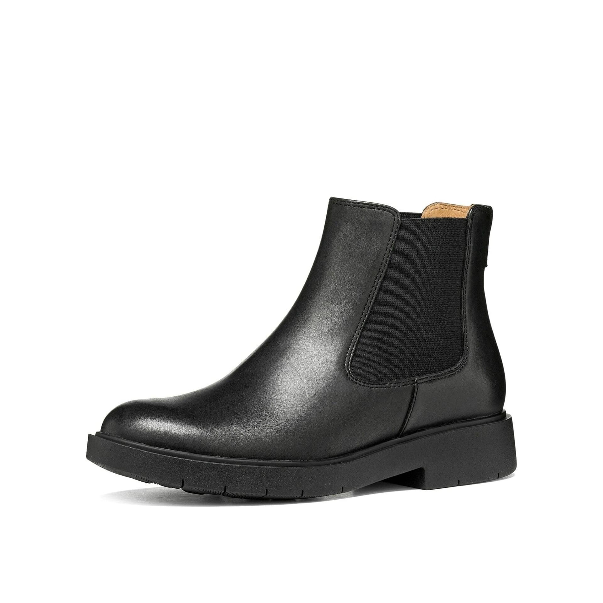 Geox Spherica Ec1 B Ankle Boots leather in Black, three-quarter view (SKU D66DKA_00043--C9999)