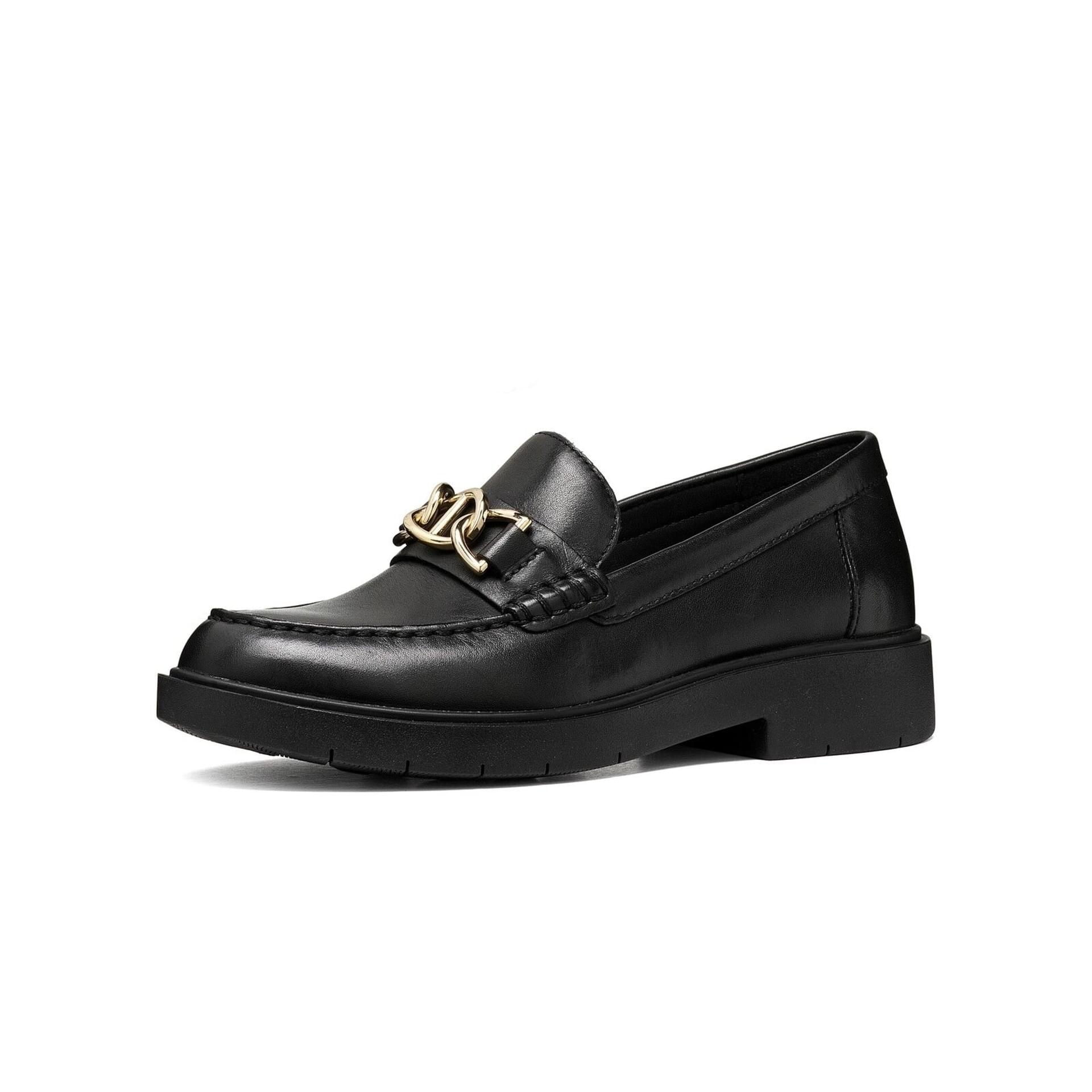 Geox Spherica Ec1 B Mocassins leer in Black, driekwartaanzicht (SKU D66DKG_00043--C9999)