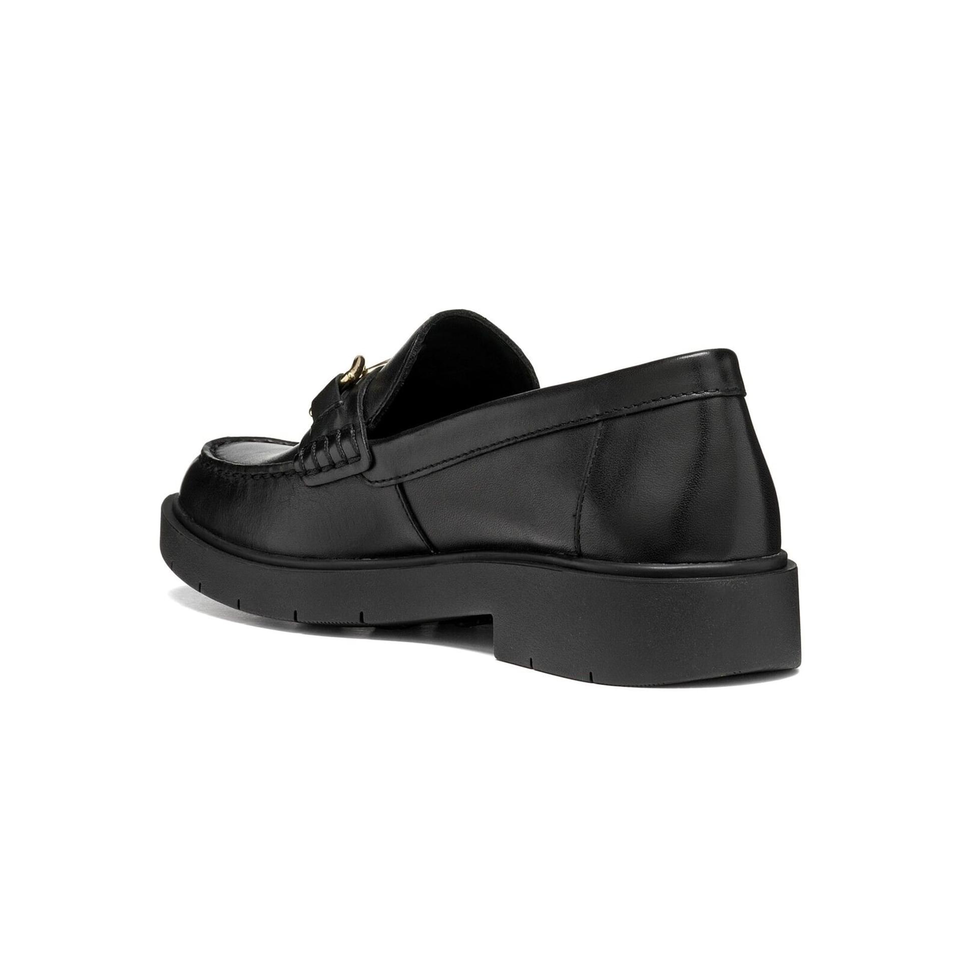 Geox Spherica Ec1 B Moccasins in Black, angled view (SKU D66DKG_00043--C9999)