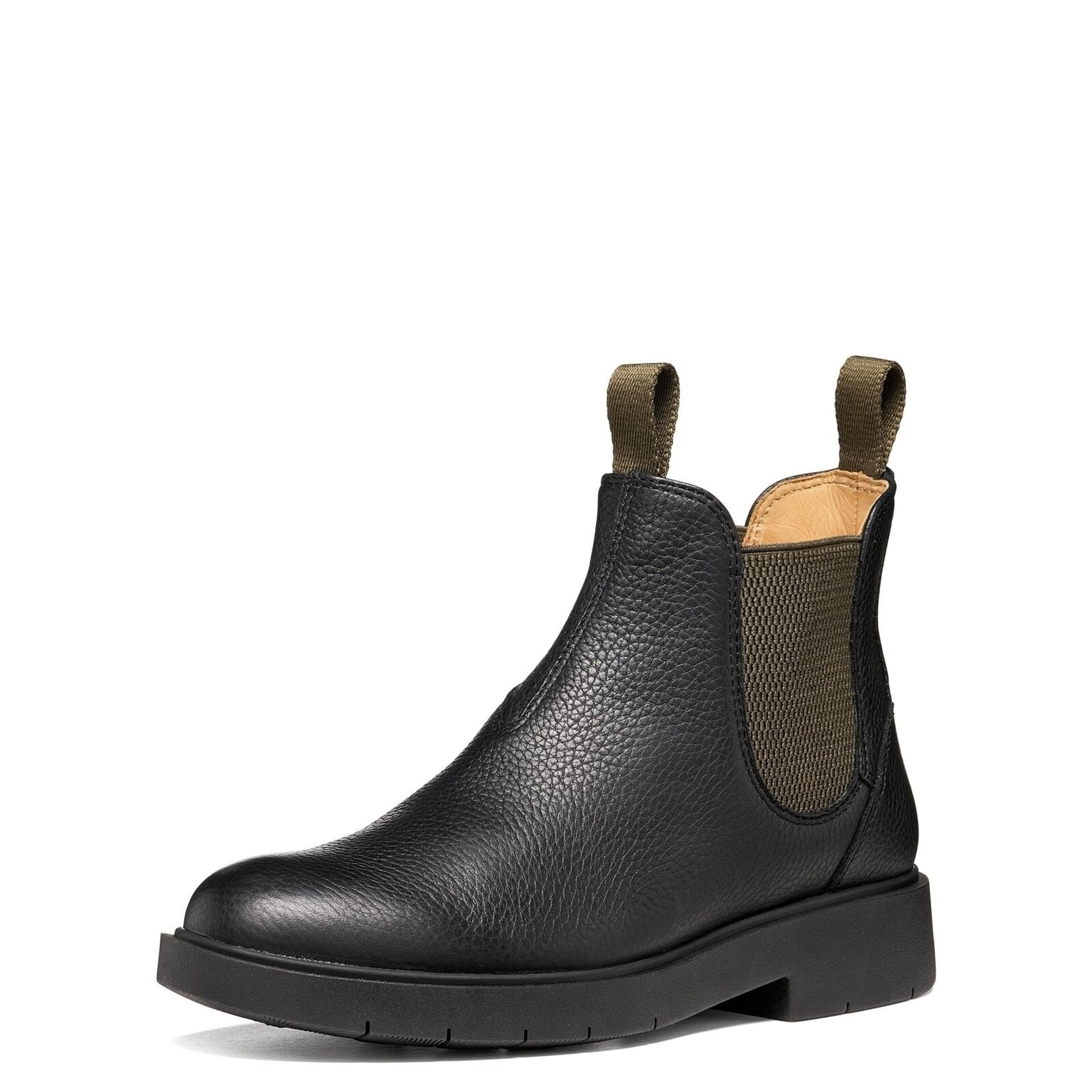 Geox Spherica Ec1 B Bottines cuir in Black/Military, vue trois-quarts (SKU D66DKH_00046--C0033)
