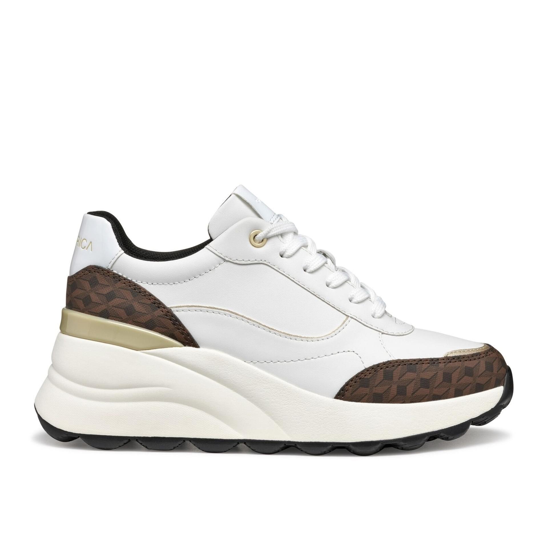 Geox Spherica Ec13 W Sneakers D45XWA_08504 in White/Dark Brown