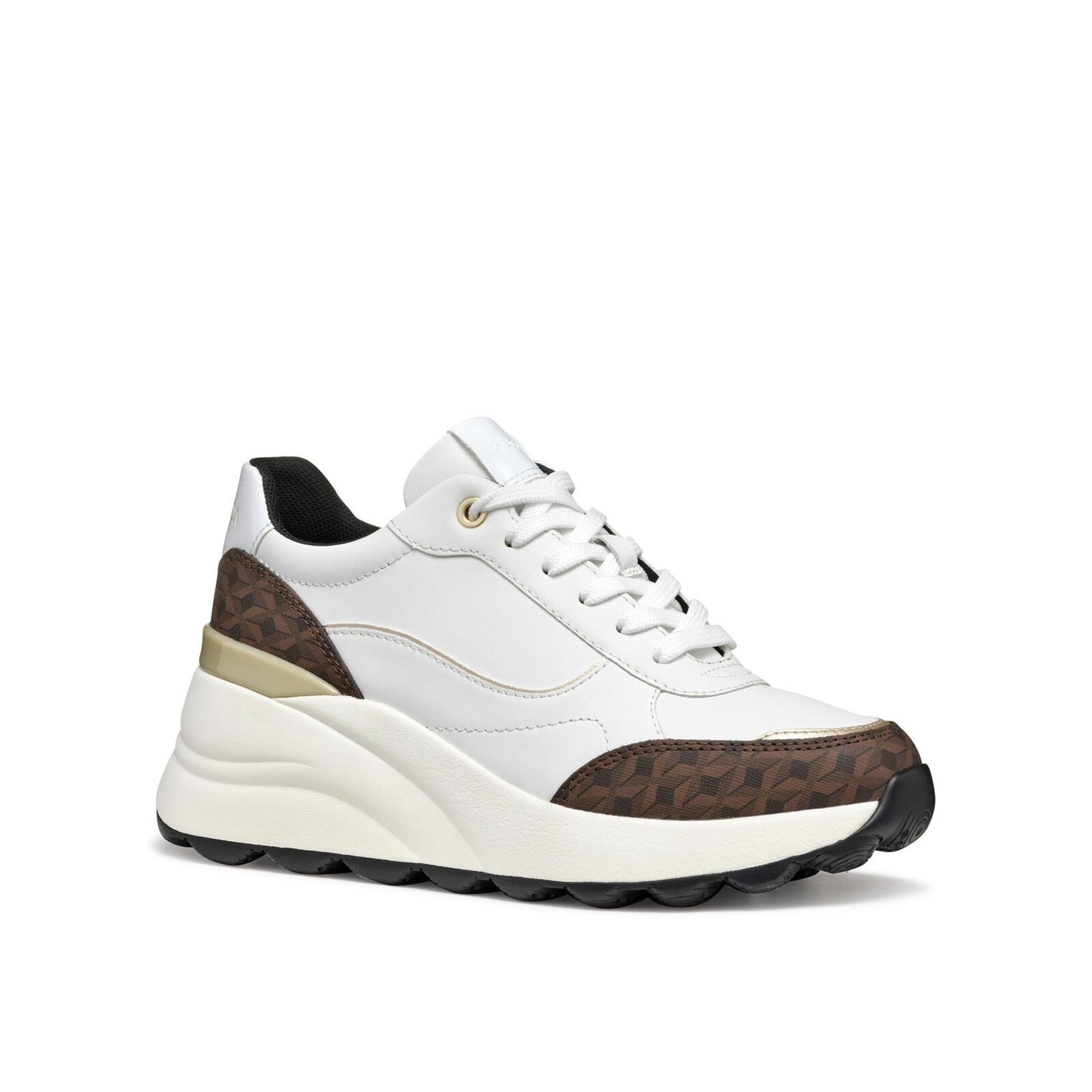 Geox Spherica Ec13 W Sneakers D45XWA_08504 in White/Dark Brown