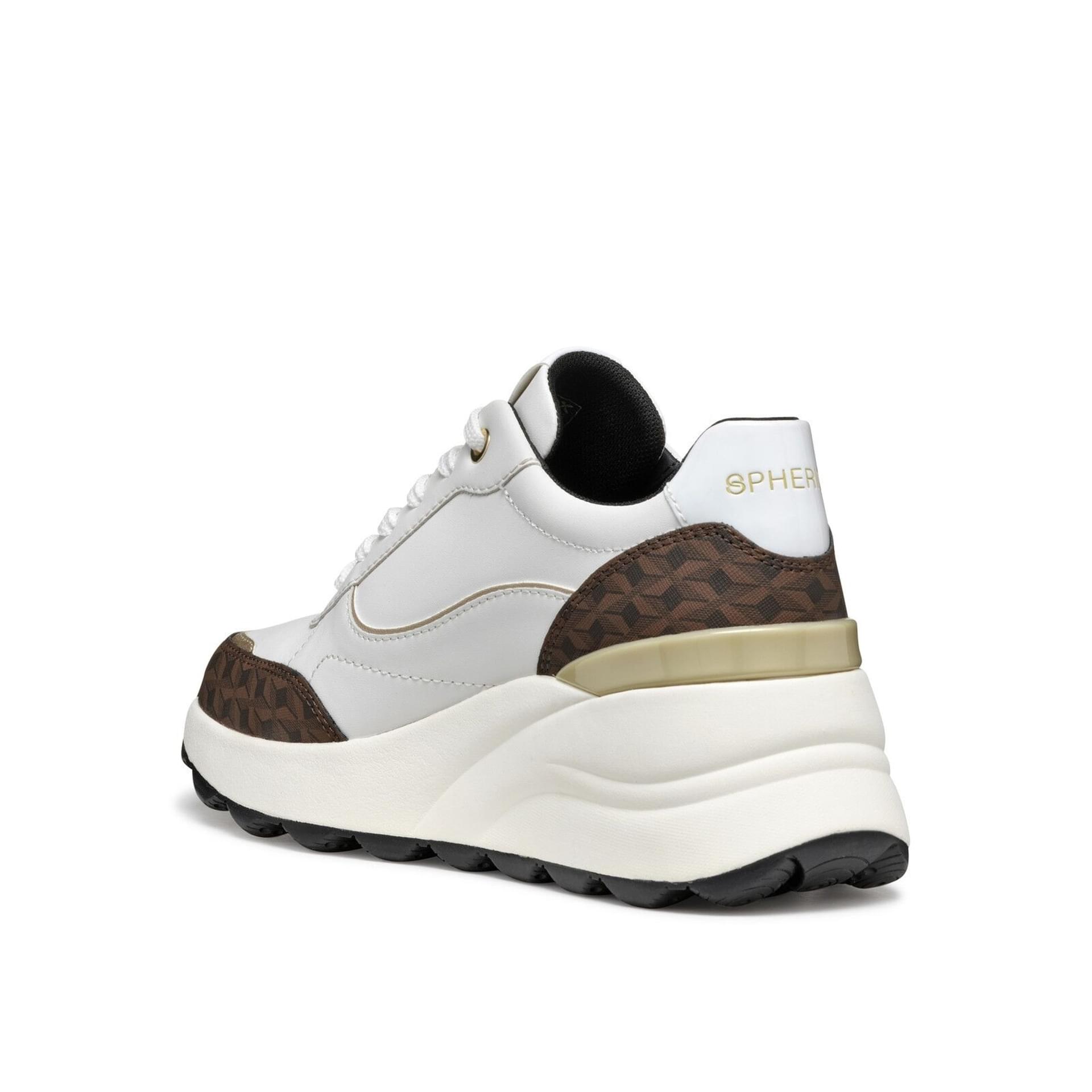 Geox Spherica Ec13 W Sneakers D45XWA_08504 in White/Dark Brown