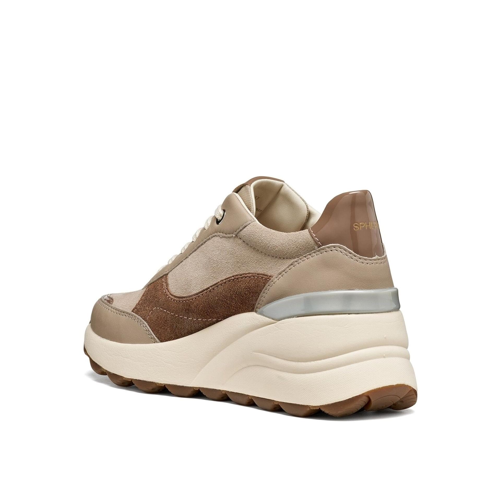 Geox Spherica Ec13 Sneakers in Beige/Light Brown, angled view (SKU D65WAB_02285--C5288)