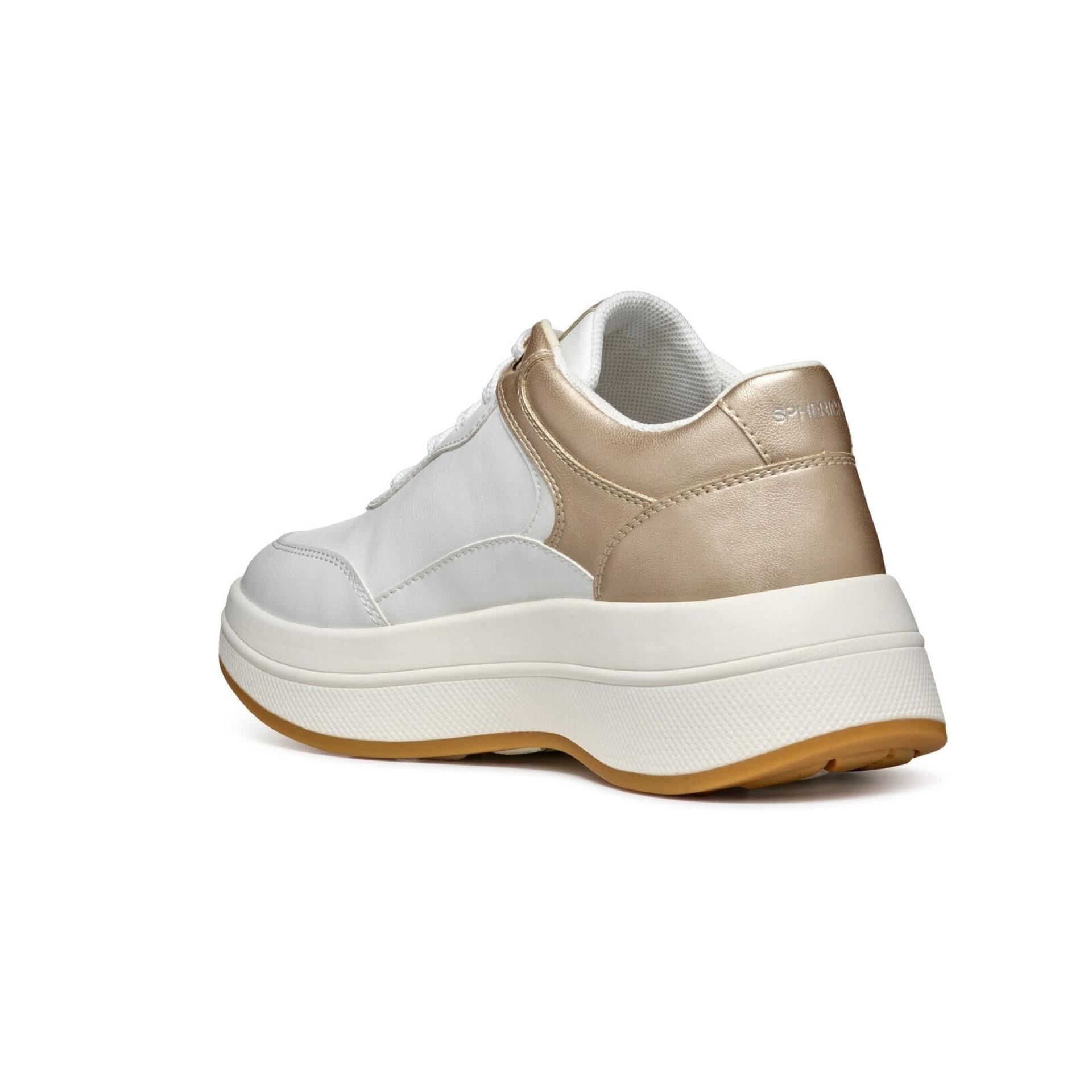 Geox Spherica Ecub-3 Sneakers D46WTB_054AJ in White/Light Gold