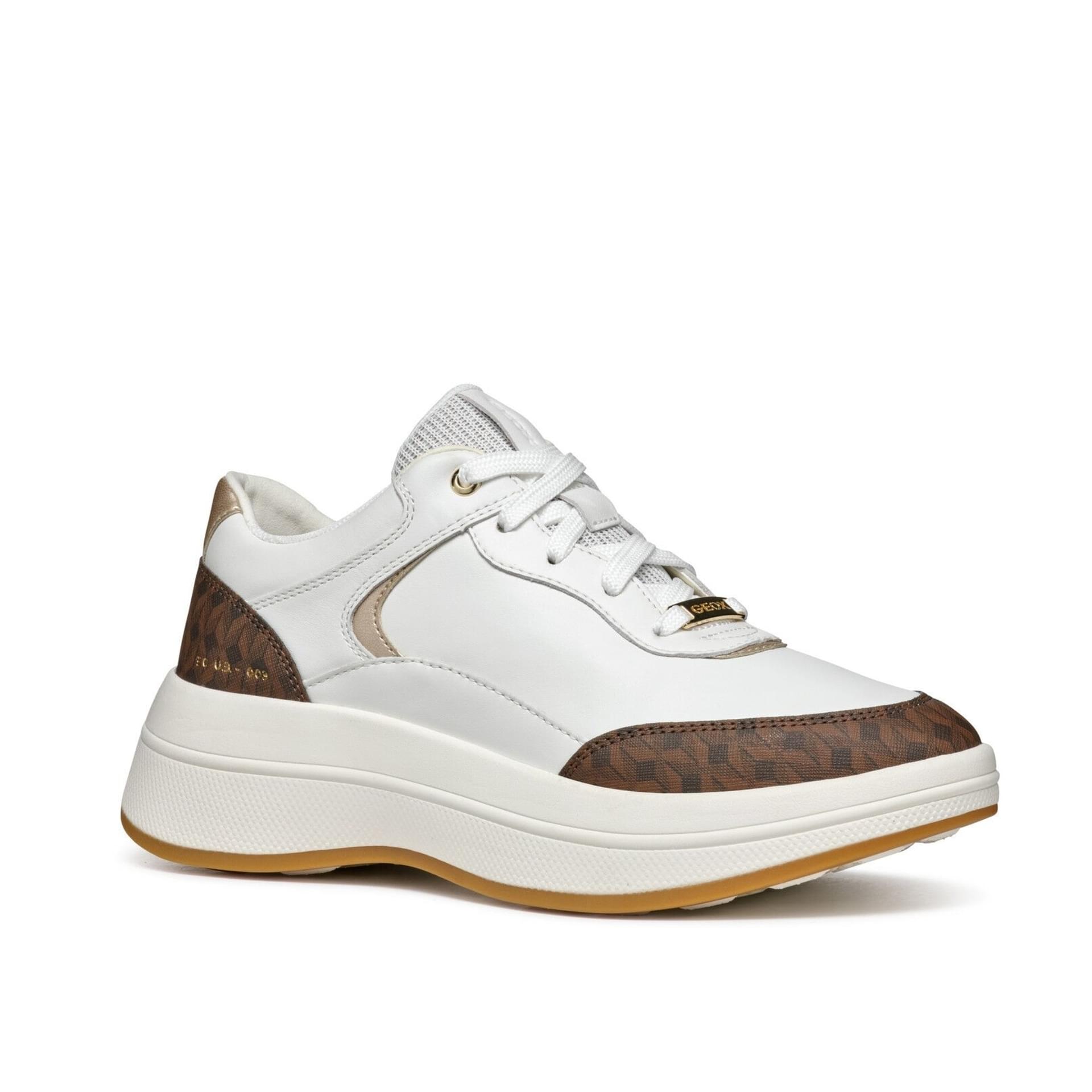 Geox Spherica Ecub-3 Sneakers D46WTD_08504 in White/Dark Brown