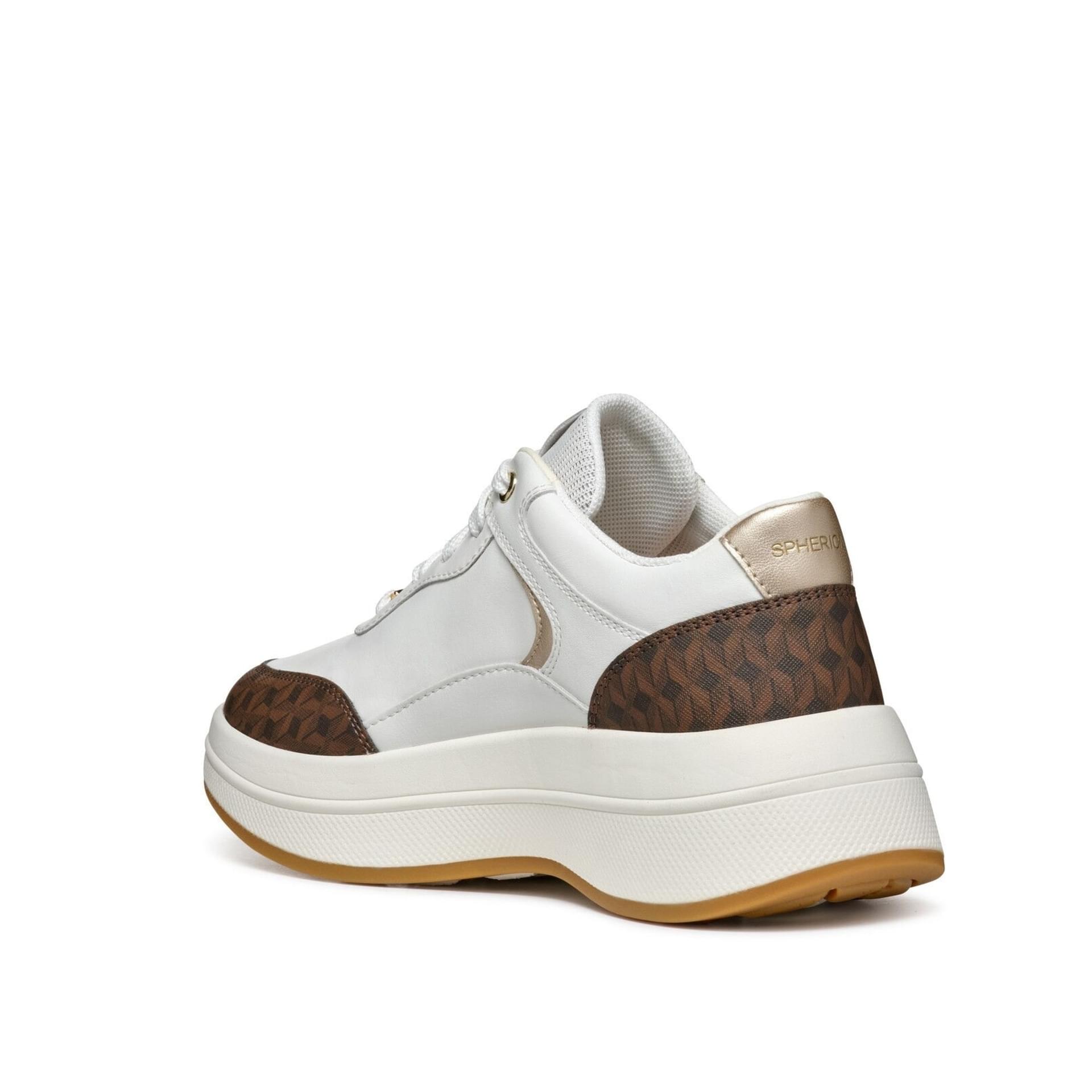 Geox Spherica Ecub-3 Sneakers D46WTD_08504 in White/Dark Brown