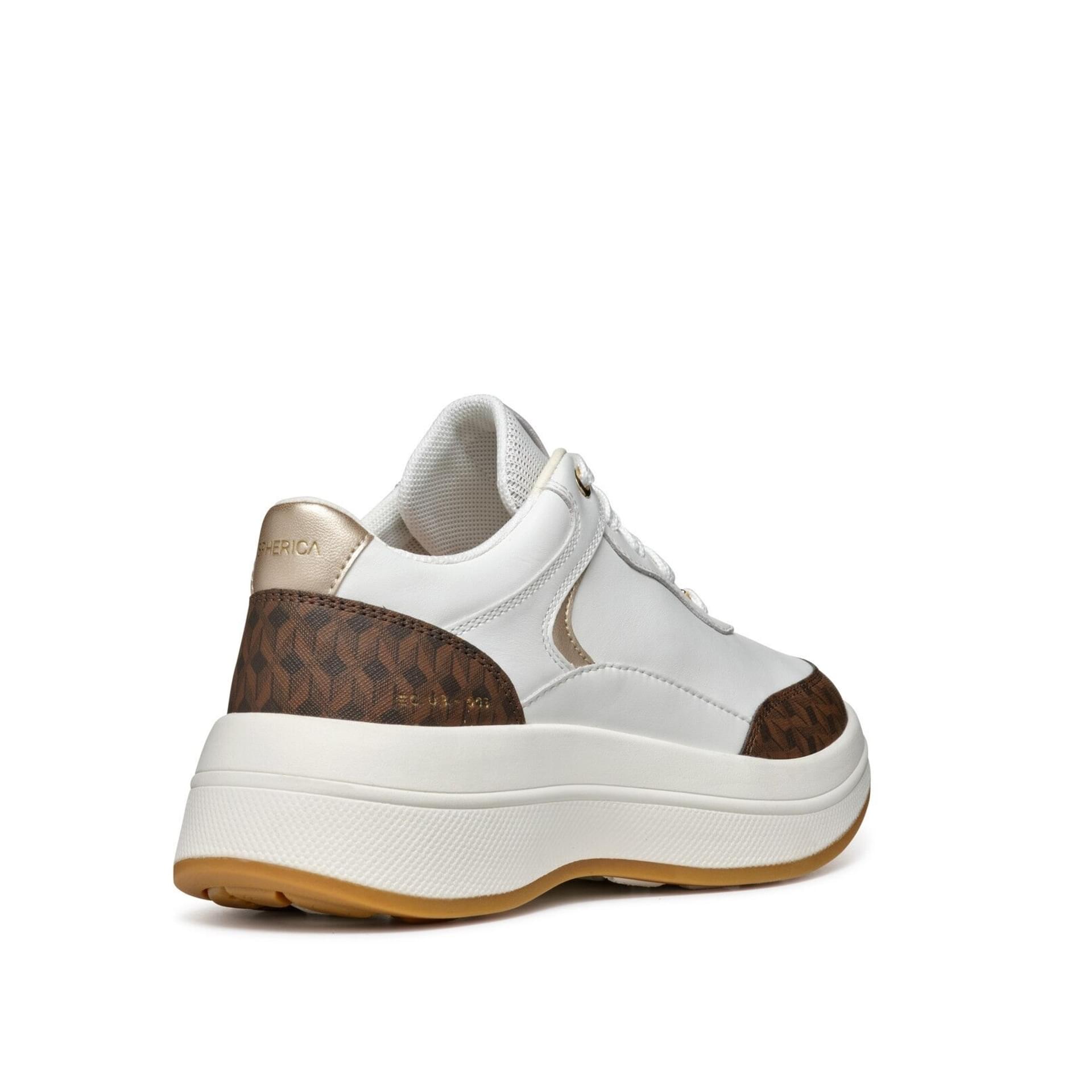 Geox Spherica Ecub-3 Sneakers D46WTD_08504 in White/Dark Brown