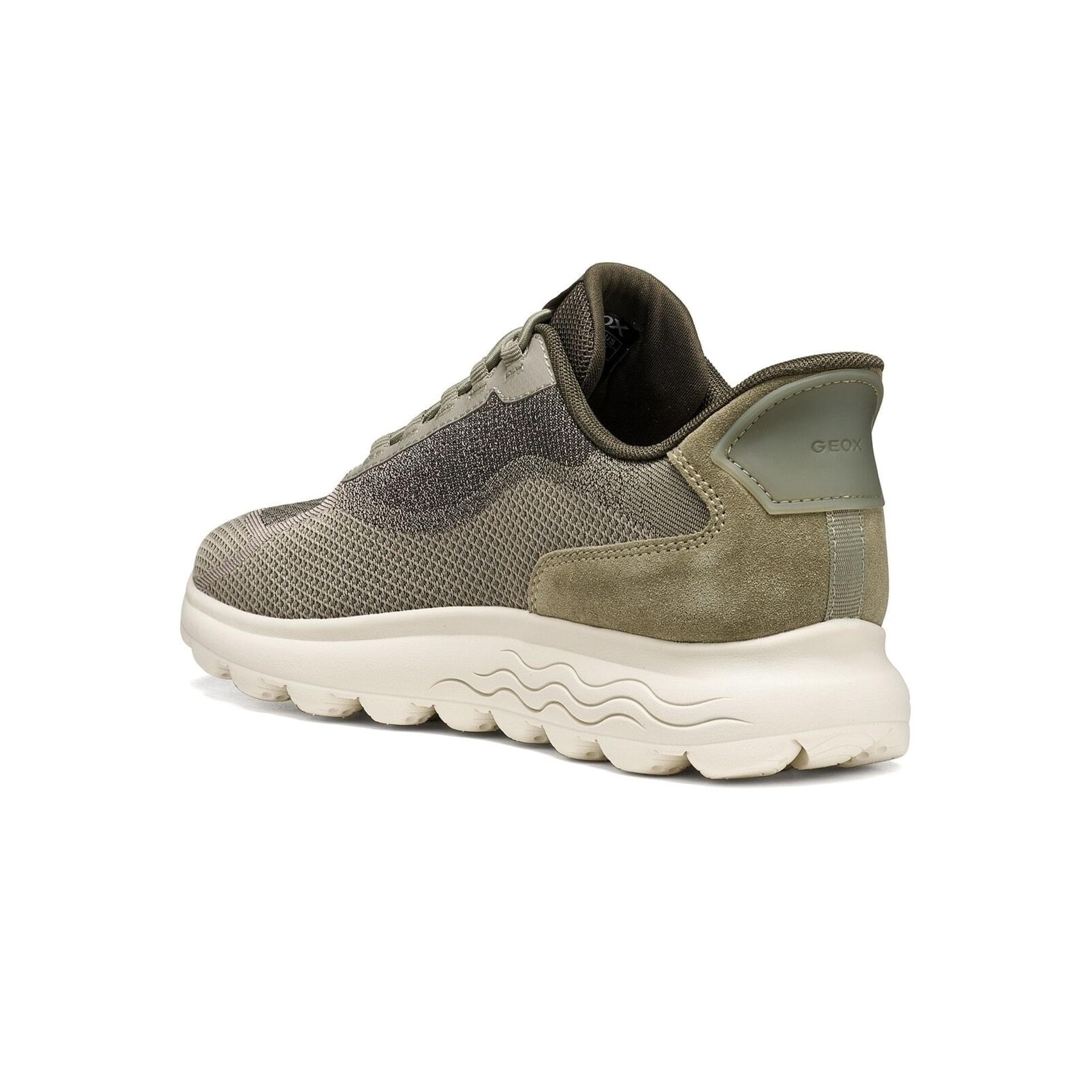 Geox Spherica Plus Wr Sneakers mesh in Sage, angled view (SKU D6818A_0ZG22--C3016)