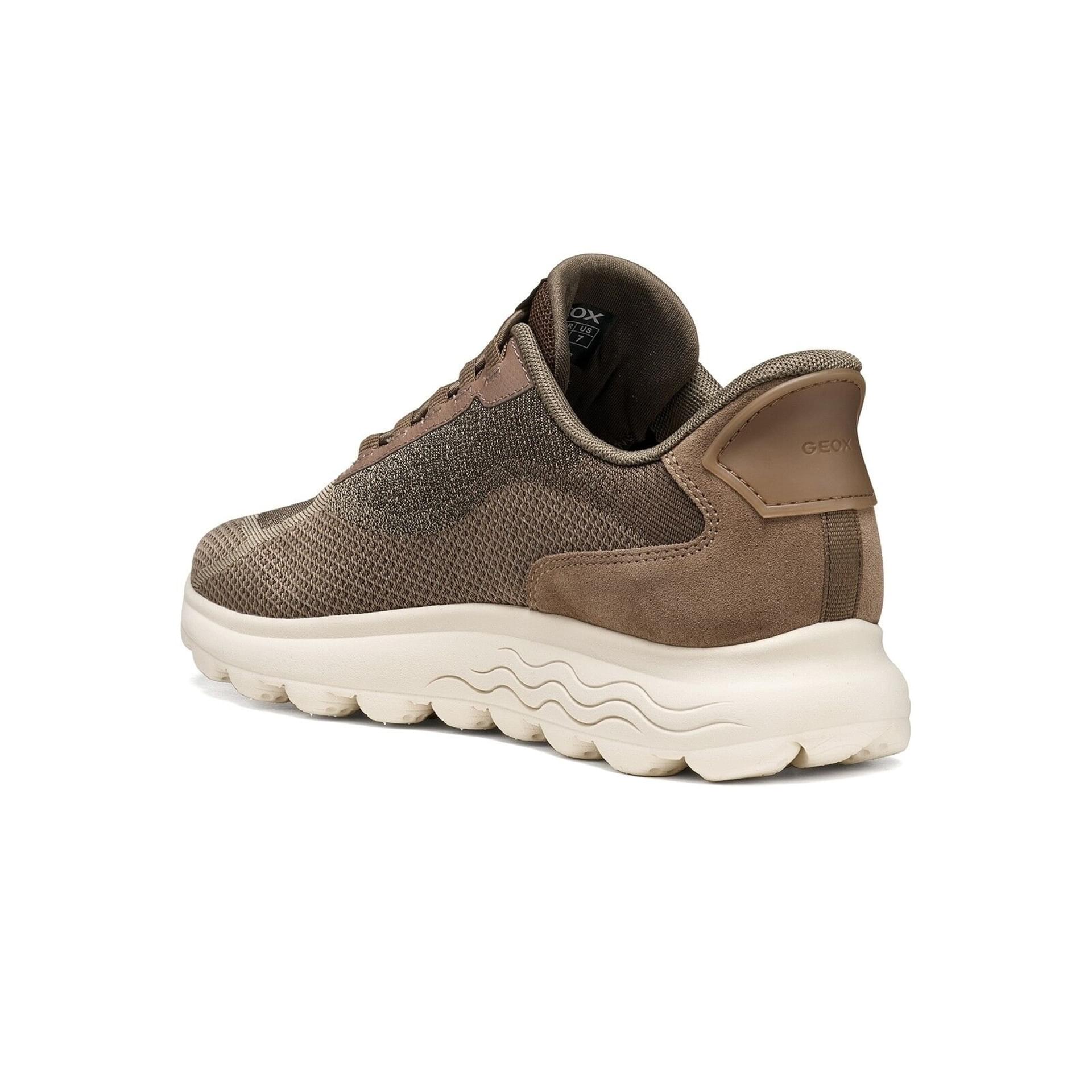 Geox Spherica Plus Wr Sneakers in Taupe/Dark Brown, angled view (SKU D6818A_0ZG22--C6297)