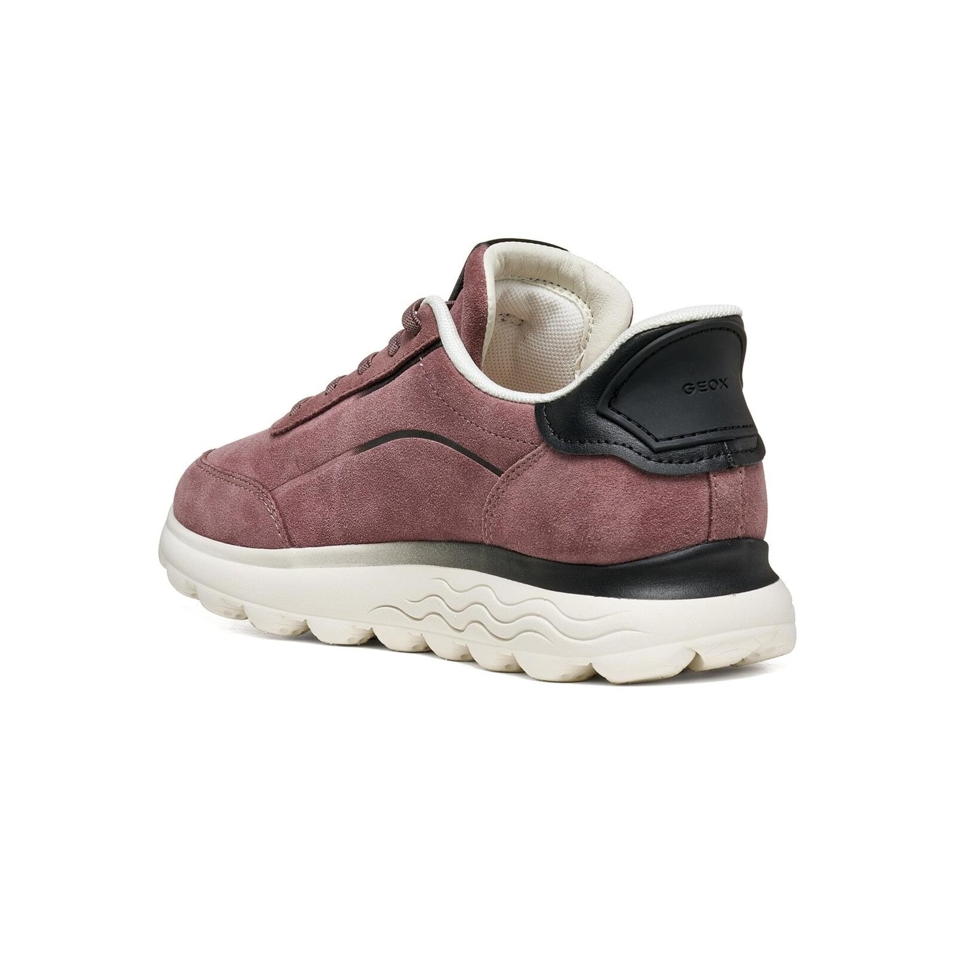 Geox Spherica Plus Sneakers leer in Old Rose/Black, hoekaanzicht (SKU D657MA_022BC--C8179)