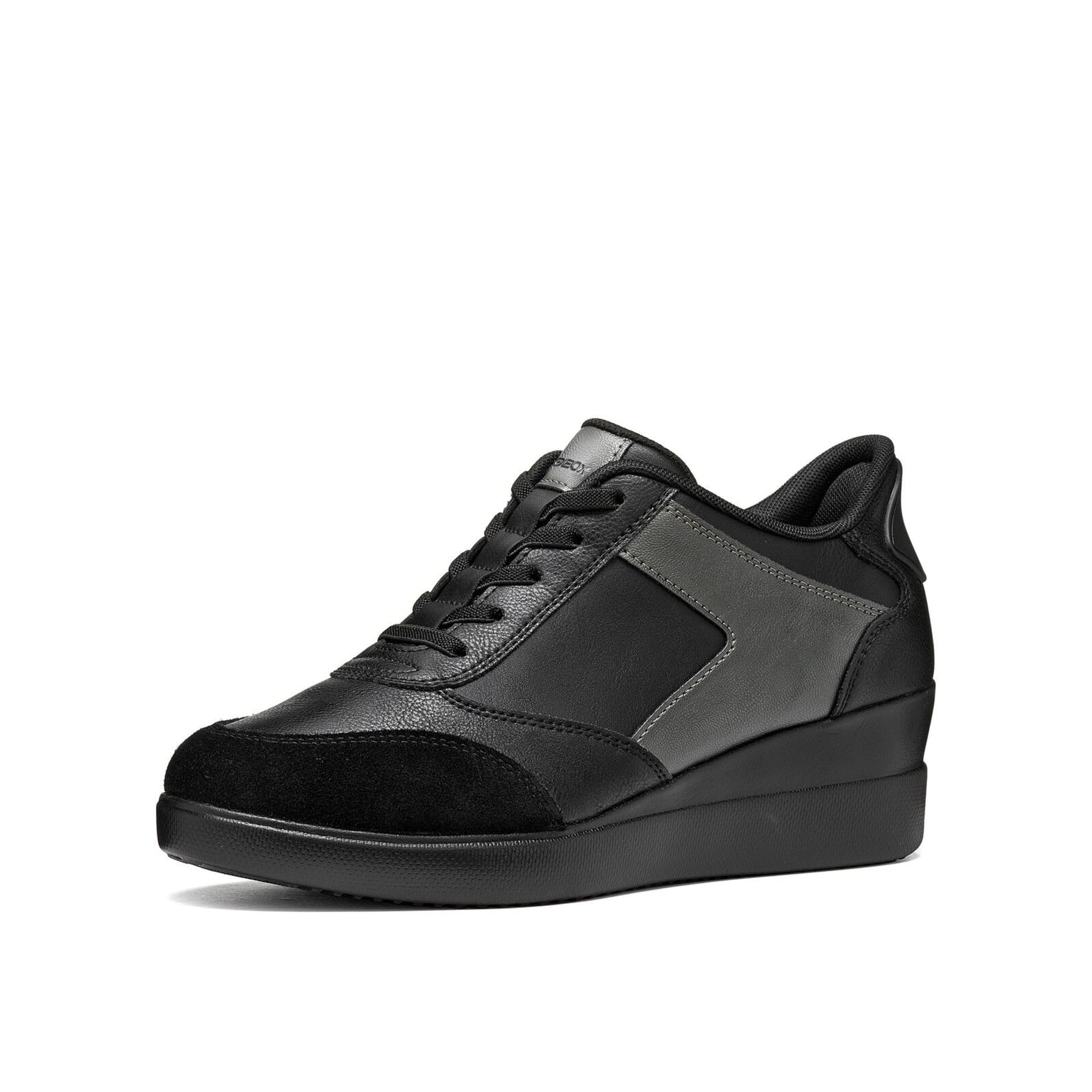 Geox Stardust Plus Sneakers in Black, three-quarter view (SKU D680QB_05422--C9999)