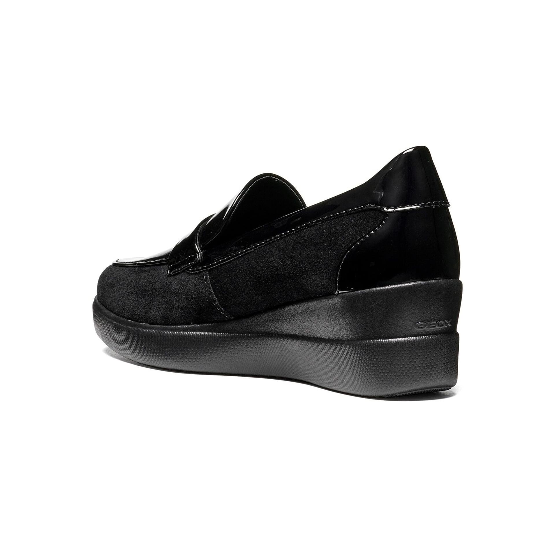 Geox Stardust Moccasins in Black, angled view (SKU D6630A_022HH--C9999)