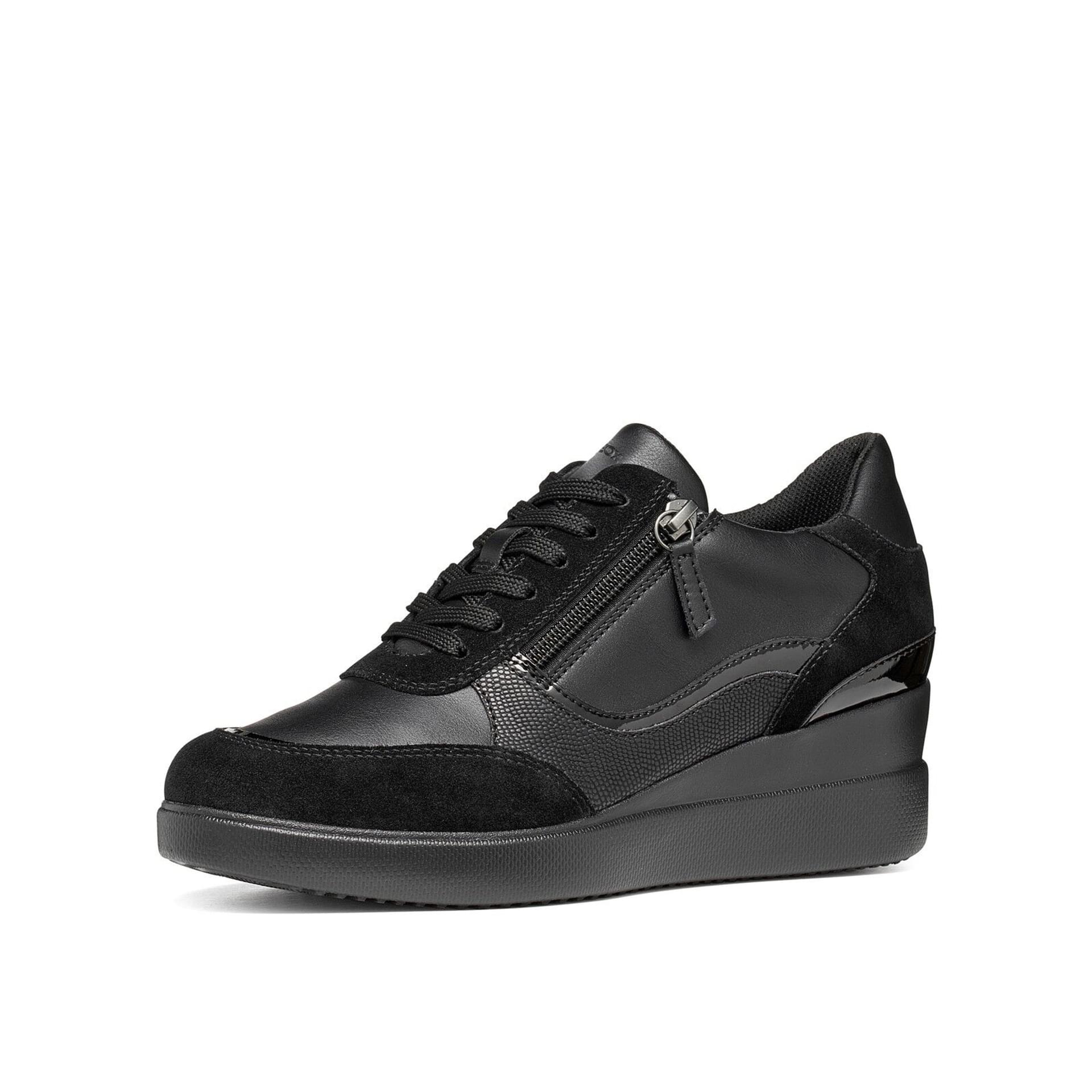 Geox Stardust Sneakers in Black, driekwartaanzicht (SKU D6630B_05422--C9999)