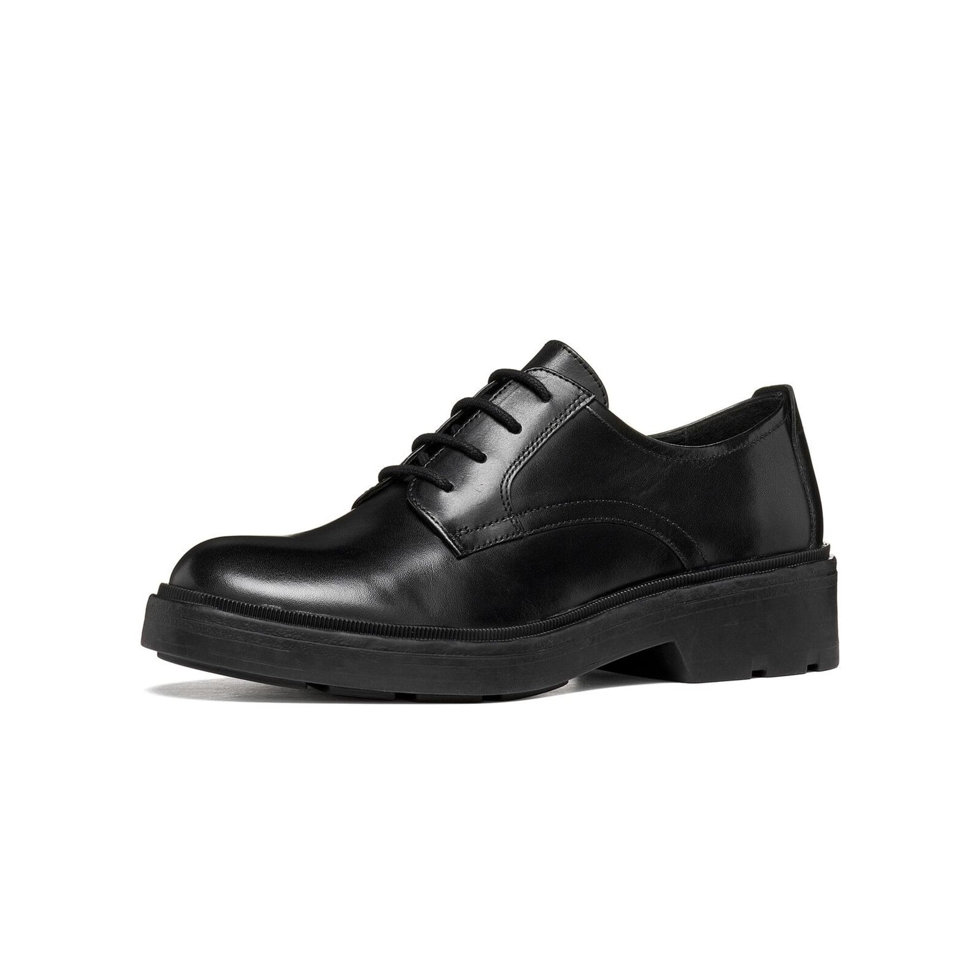 Geox Swelen leather in Black, three-quarter view (SKU D665GJ_00043--C9999)