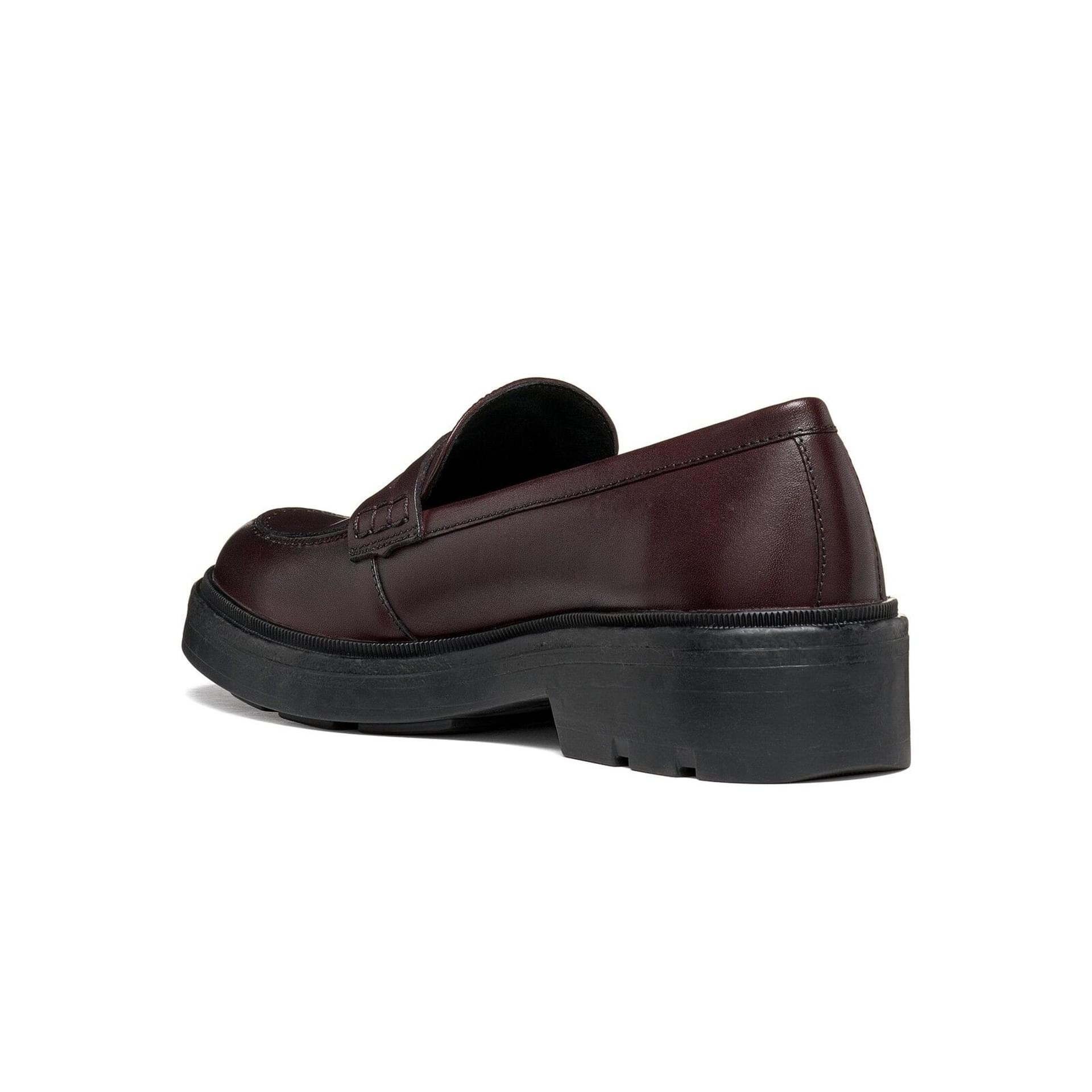 Geox Swelen Moccasins leather in Dark Burgundy, angled view (SKU D665GK_00043--C7357)