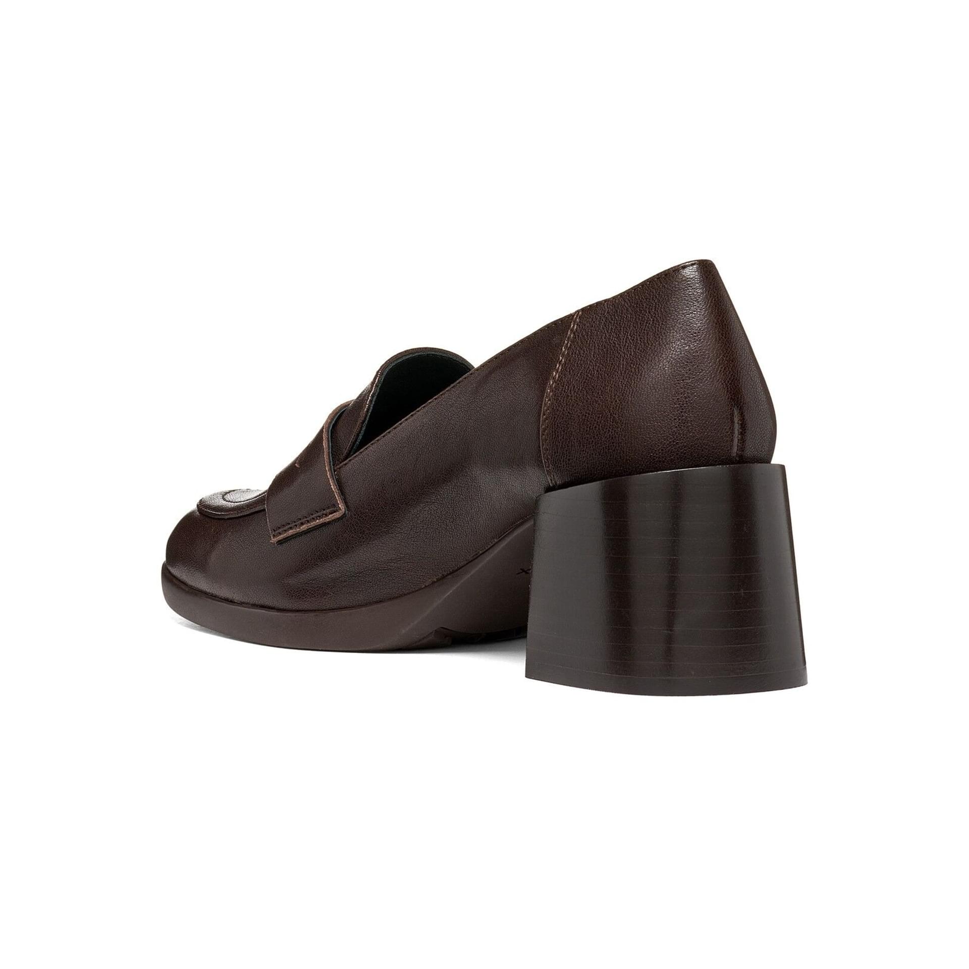 Geox Walk Pleasure 55t Heels in Dark Brown, angled view (SKU D680VA_000LM--C6006)