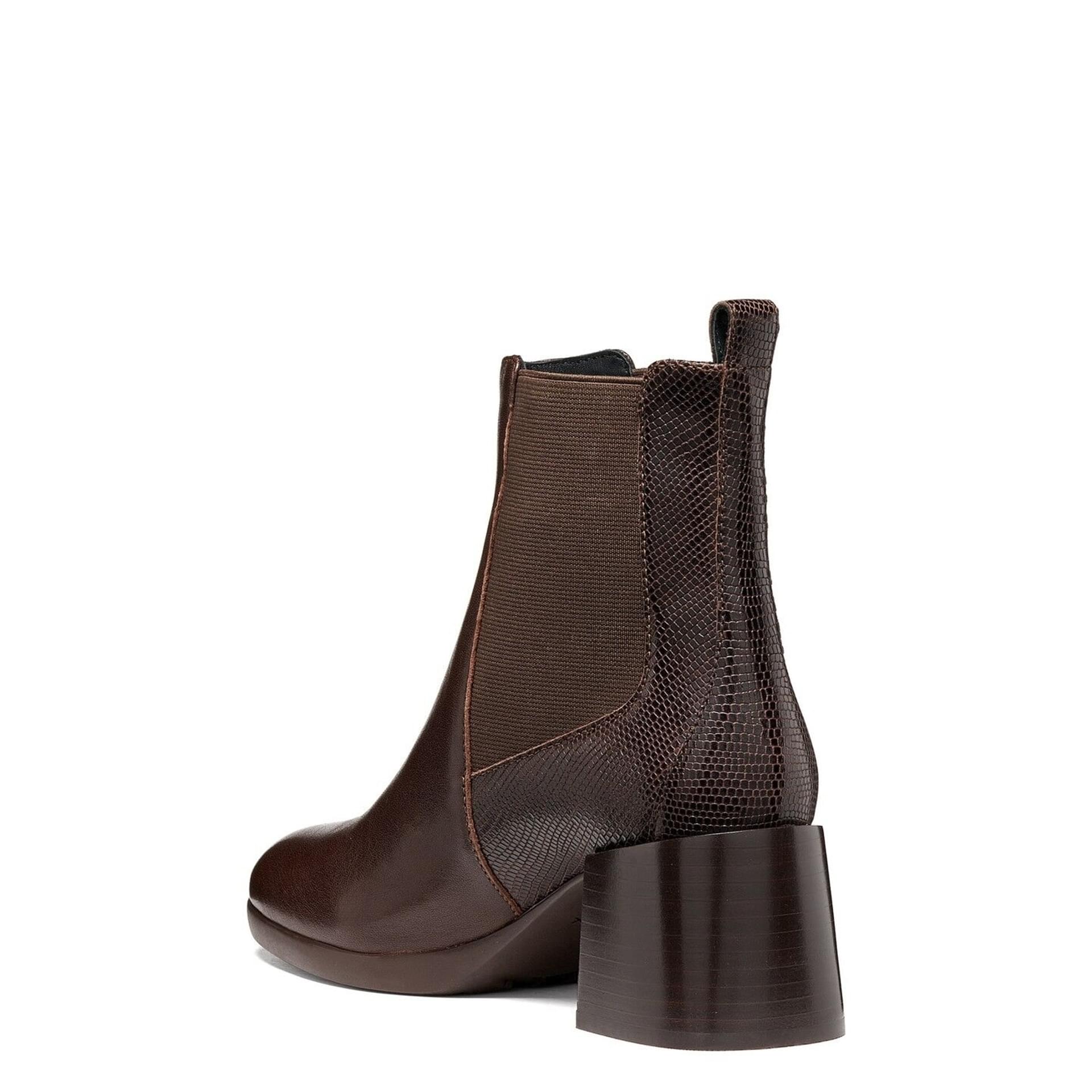 Geox Walk Pleasure 55t Ankle Boots leather in Dark Brown, angled view (SKU D680VB_0LMRM--C6006)