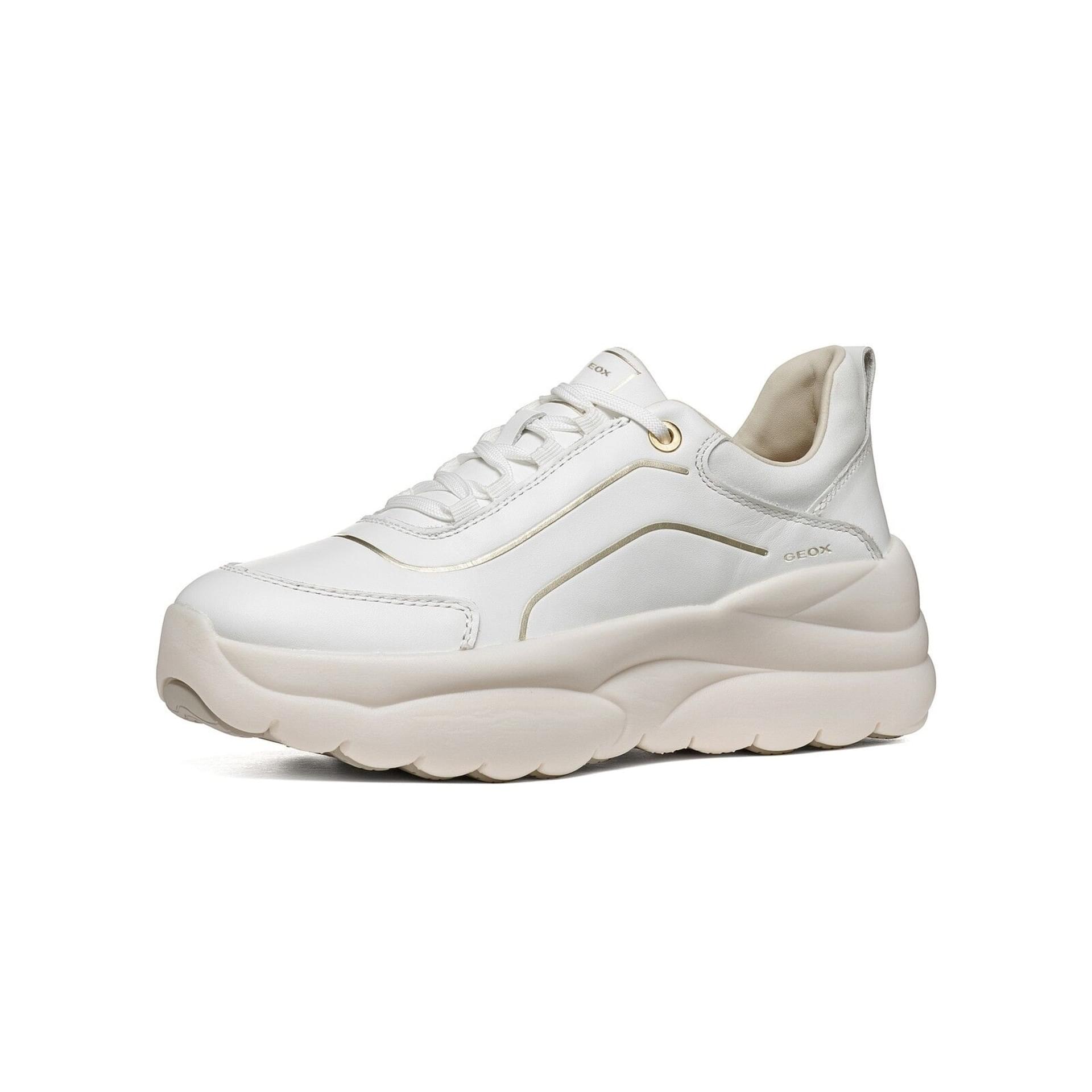 Geox Xtors Sneakers leer in White, driekwartaanzicht (SKU D651FA_085FU--C1000)