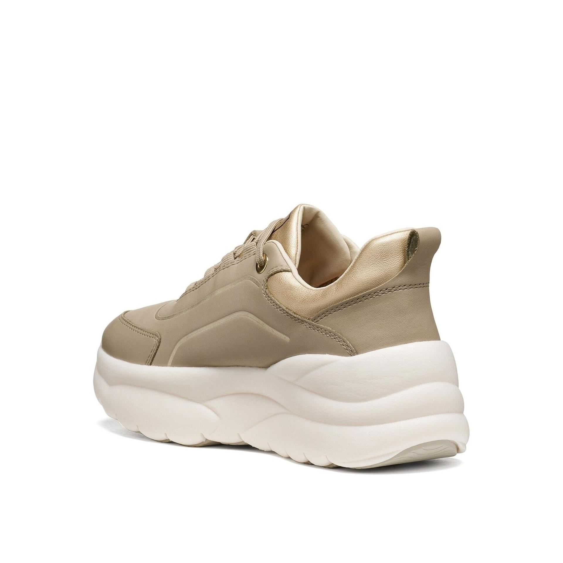 Geox Xtors Sneakers leather in Sand/Light Gold, angled view (SKU D651FA_085NF--C5258)