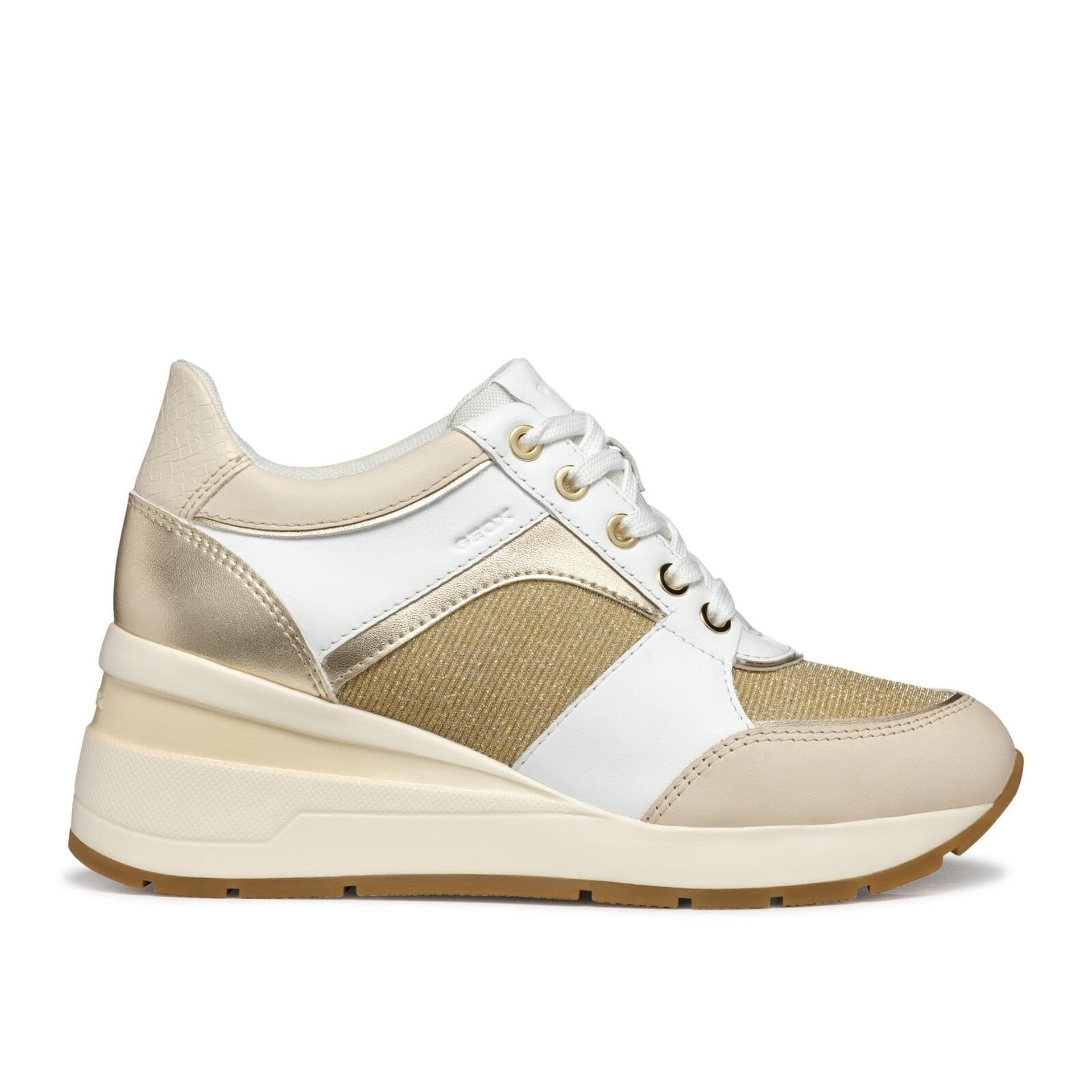 Geox Zosma Sneakers D558LA_085LY in White/Light Gold