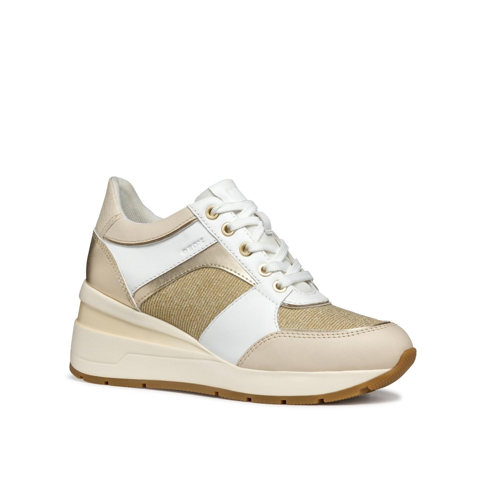 Geox Zosma Sneakers D558LA_085LY in White/Light Gold