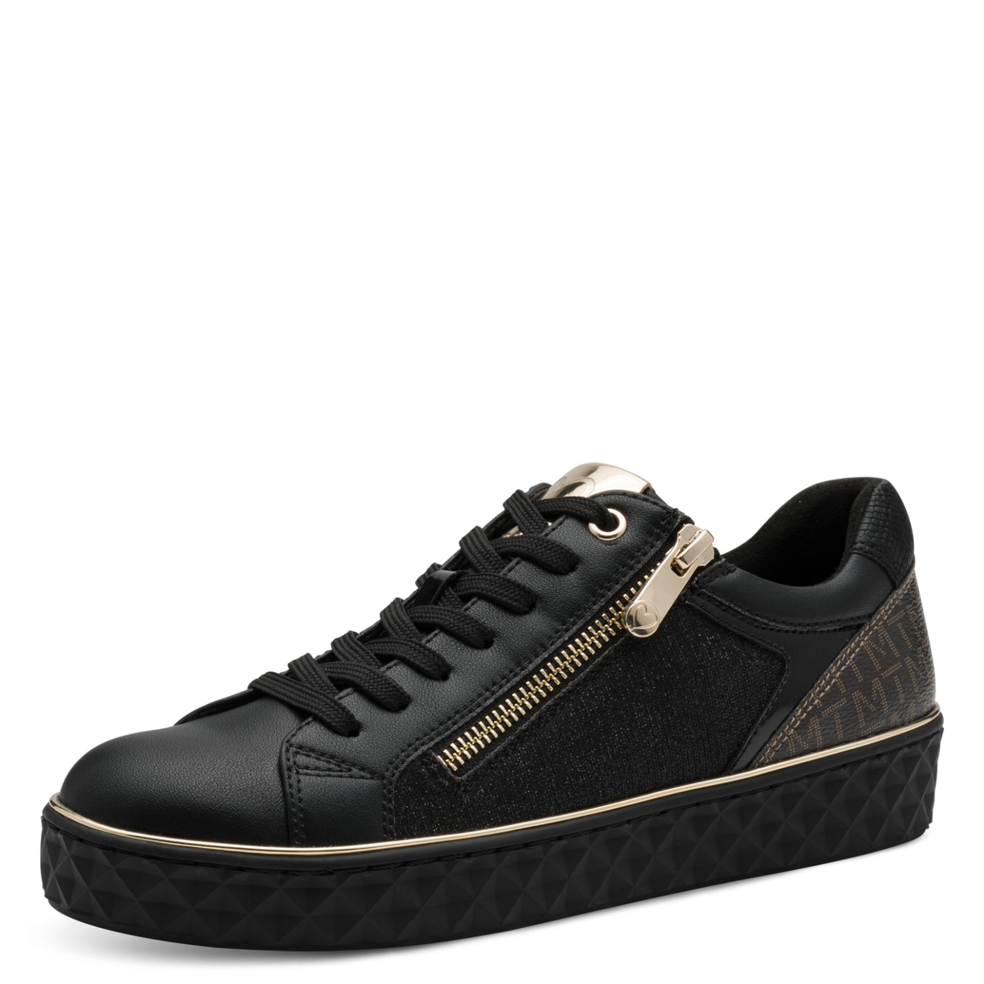 Marco Tozzi Ago Sneakers in Black Comb, vue trois-quarts (SKU 2-23709-41--09I)