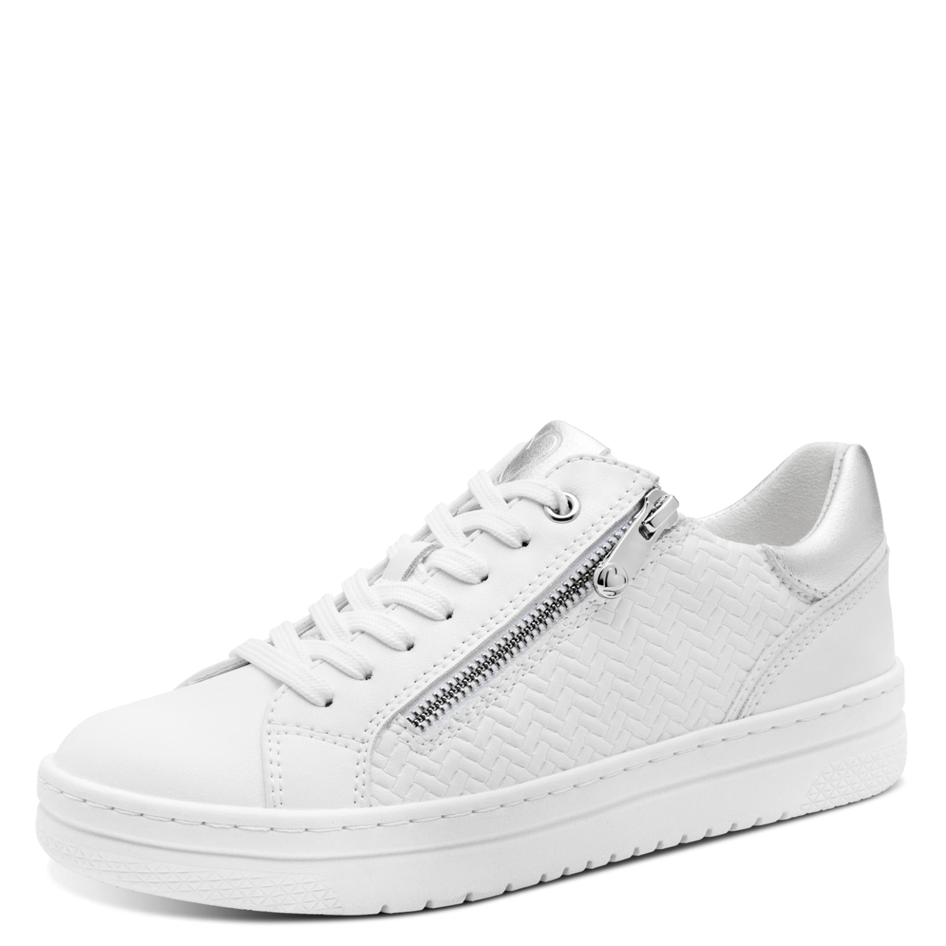 Marco Tozzi Ago Sneakers in White Comb, vue trois-quarts (SKU 2-23718-42--197)