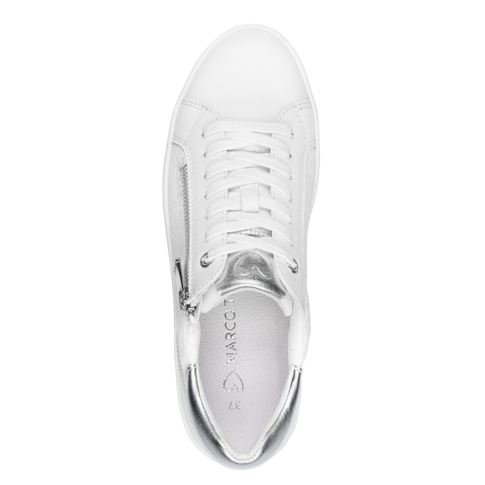 Marco Tozzi Ago Sneakers in White Comb, vue de dessus (SKU 2-23718-42--197)