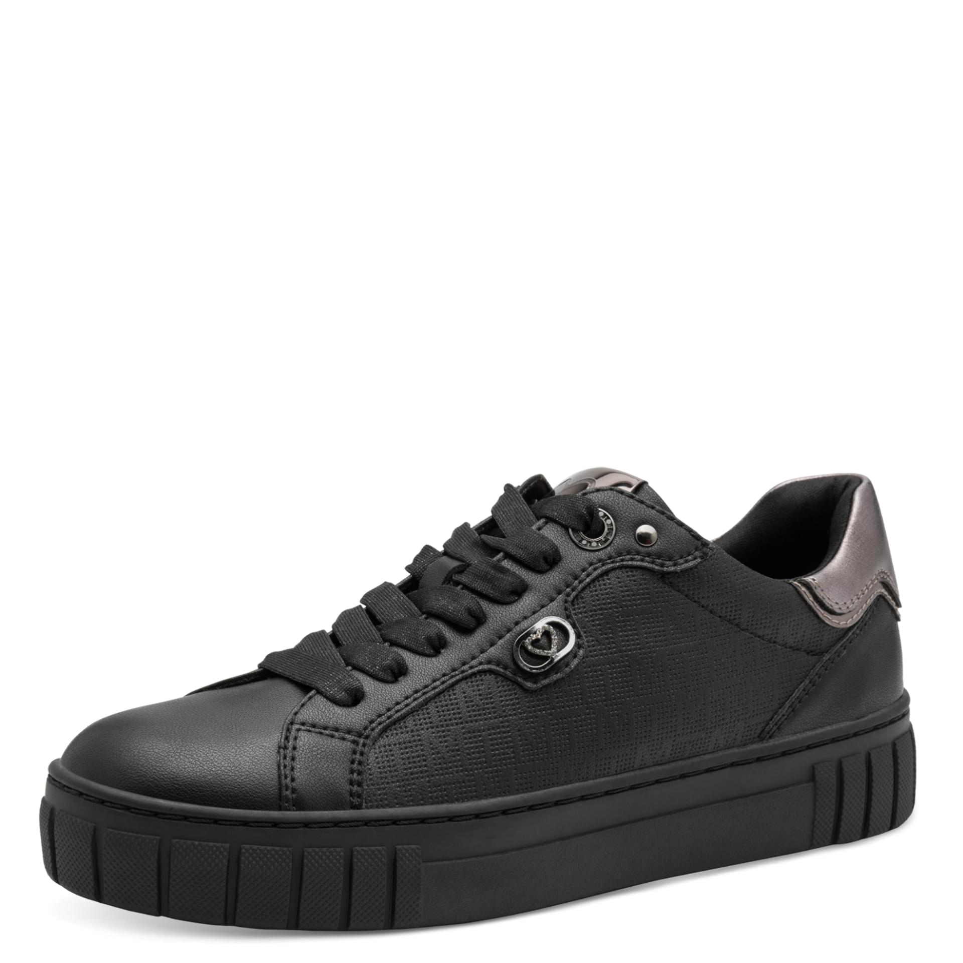 Marco Tozzi Ago Sneakers in Black Comb, vue trois-quarts (SKU 2-23727-45--098)