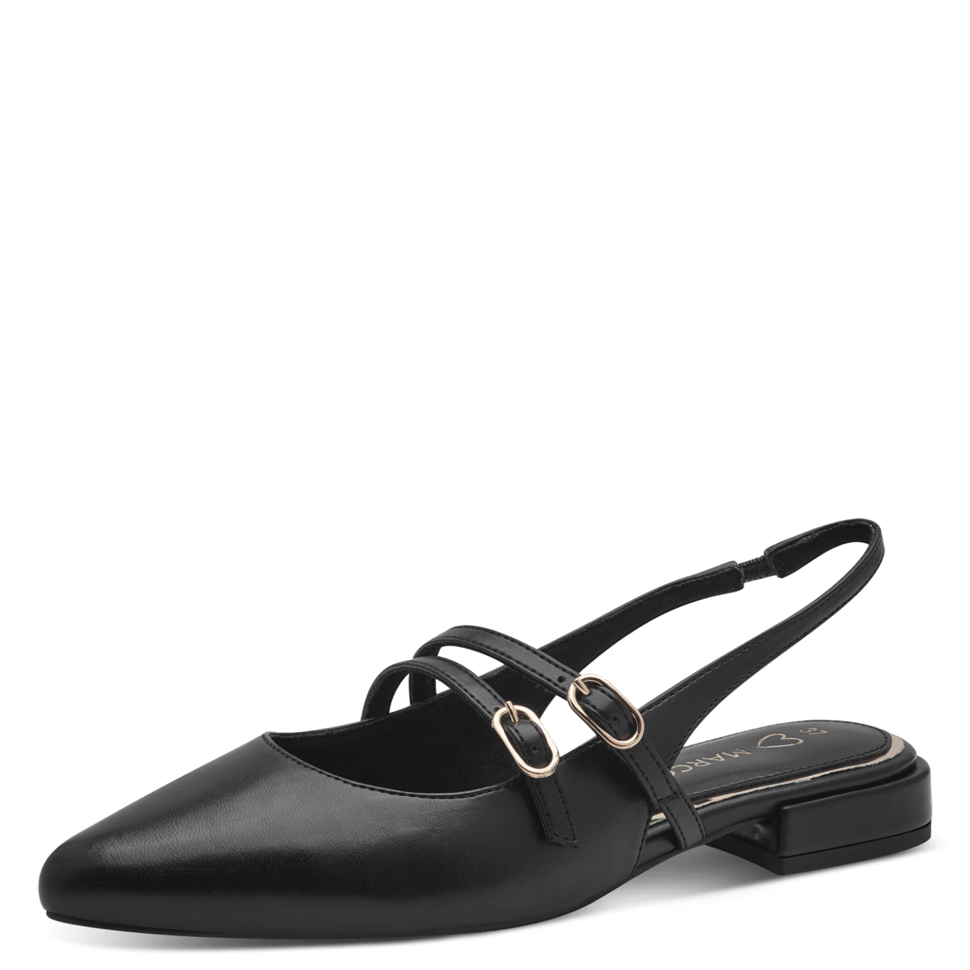 Marco Tozzi Apo Ballerines in Black, vue trois-quarts (SKU 2-29409-44--001)