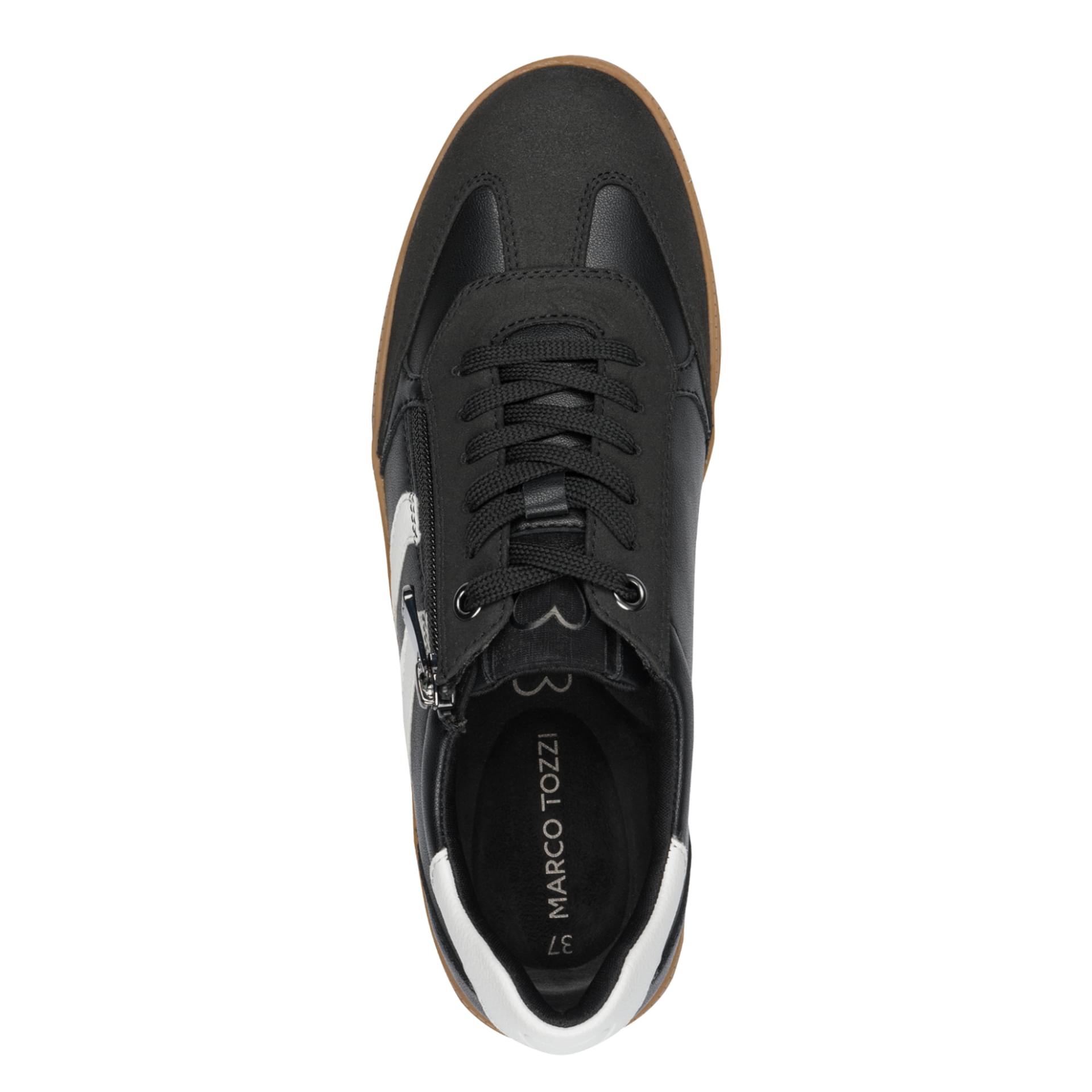 Marco Tozzi Bargi Sneakers in Black/White, vue de dessus (SKU 2-23739-44--010)