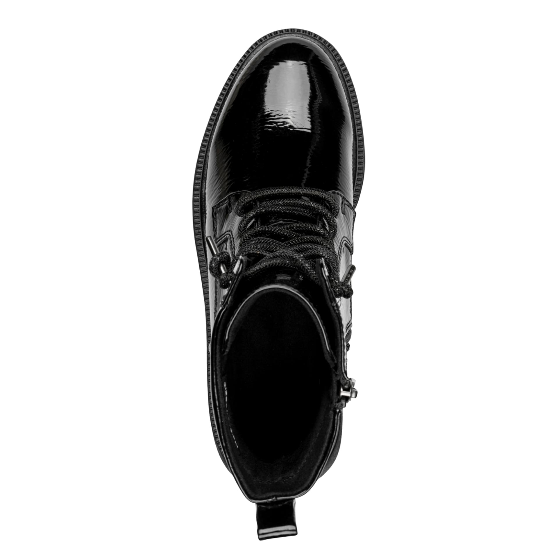 Marco Tozzi Bello Bottines in Black Patent, vue de dessus (SKU 2-25219-45--018)