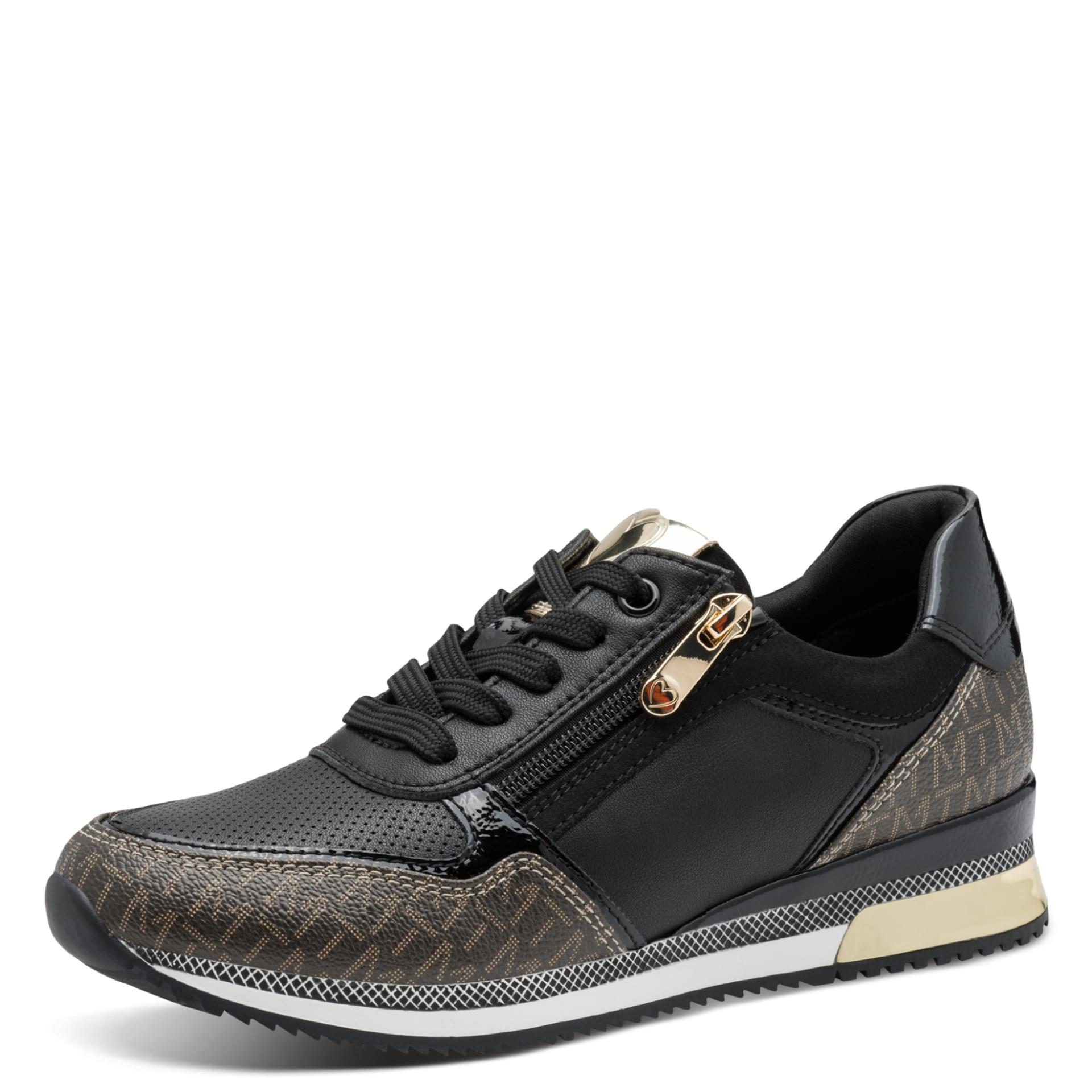 Marco Tozzi Bonallo Sneakers in Black Comb, vue trois-quarts (SKU 2-23713-41--098)