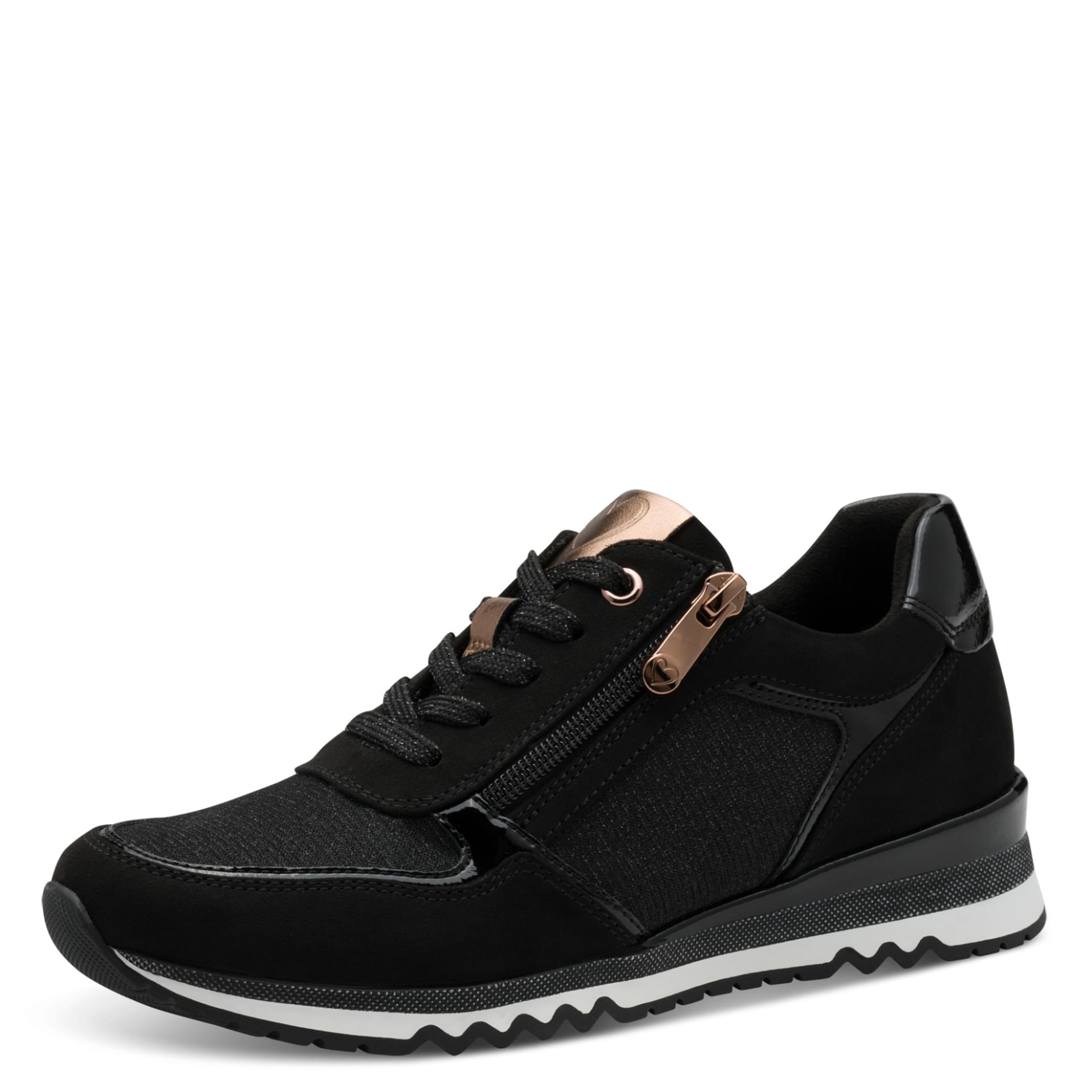 Marco Tozzi Bonallo Sneakers in Black/Copper, vue trois-quarts (SKU 2-23749-41--071)