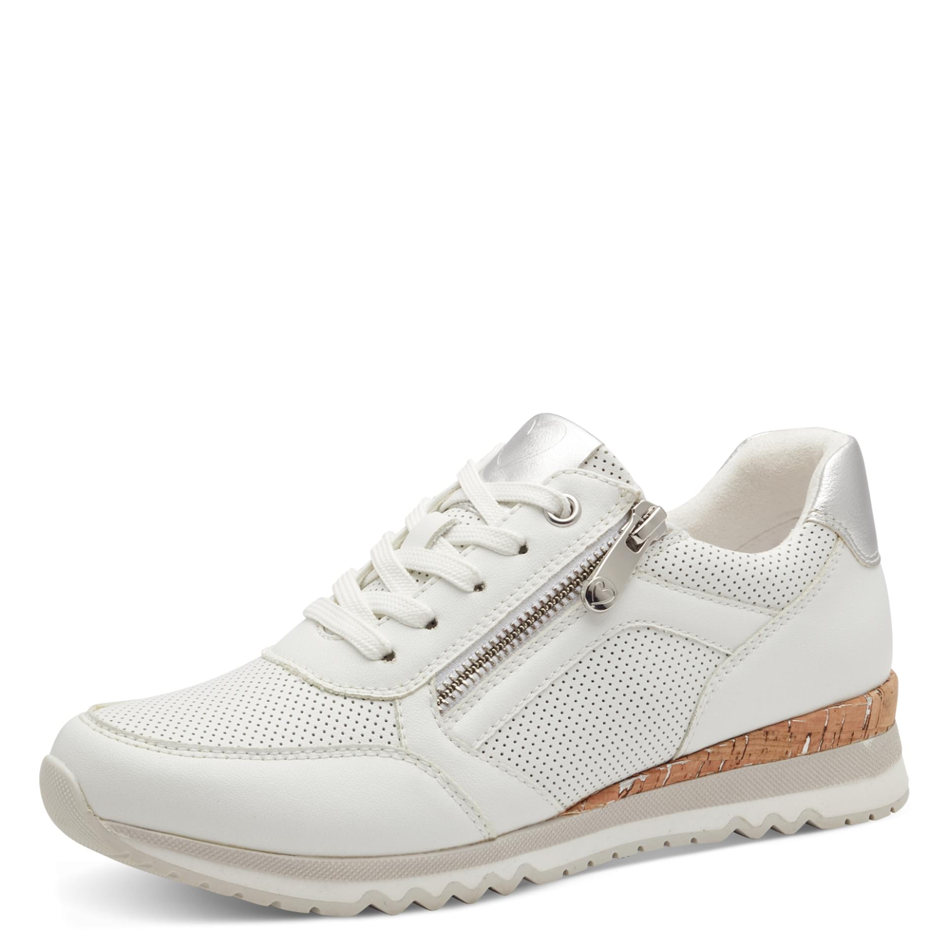 Marco Tozzi Bonallo Sneakers in White Comb, vue trois-quarts (SKU 2-23782-41--197)