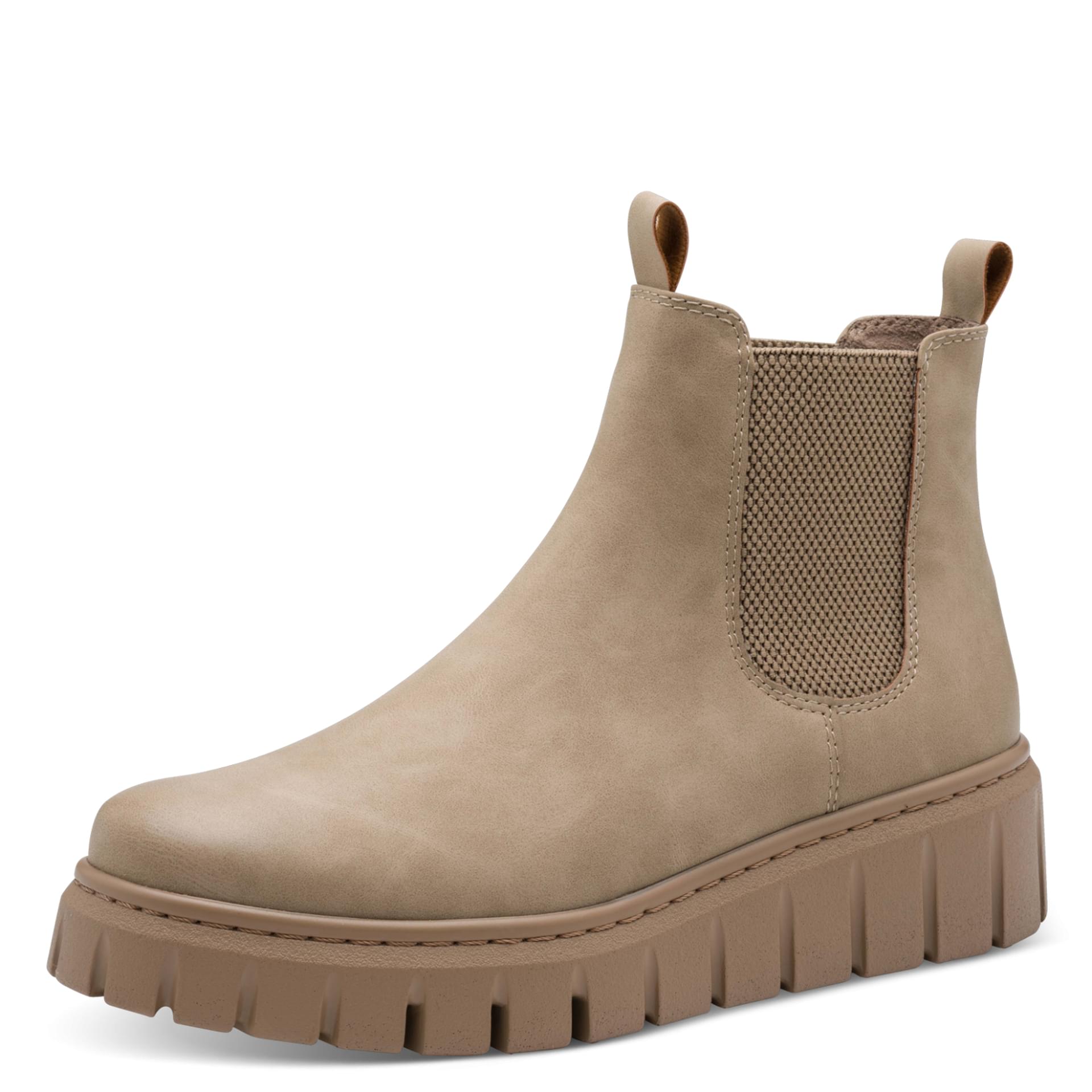 Marco Tozzi Faustino Bottines in Taupe, vue trois-quarts (SKU 2-25444-45--341)