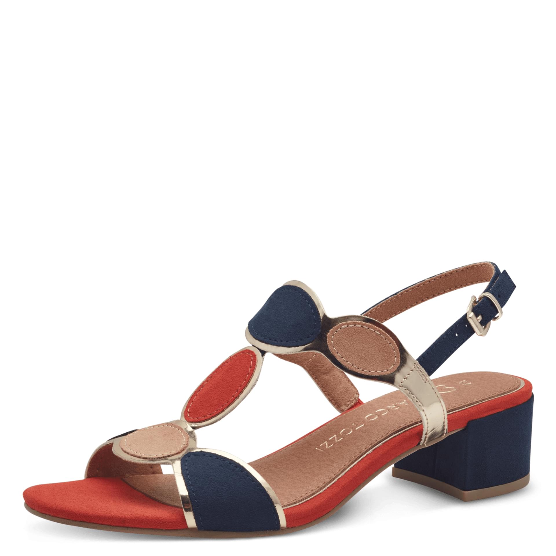 Marco Tozzi Hecho Sandales in Navy Comb, vue trois-quarts (SKU 2-28230-42--890)