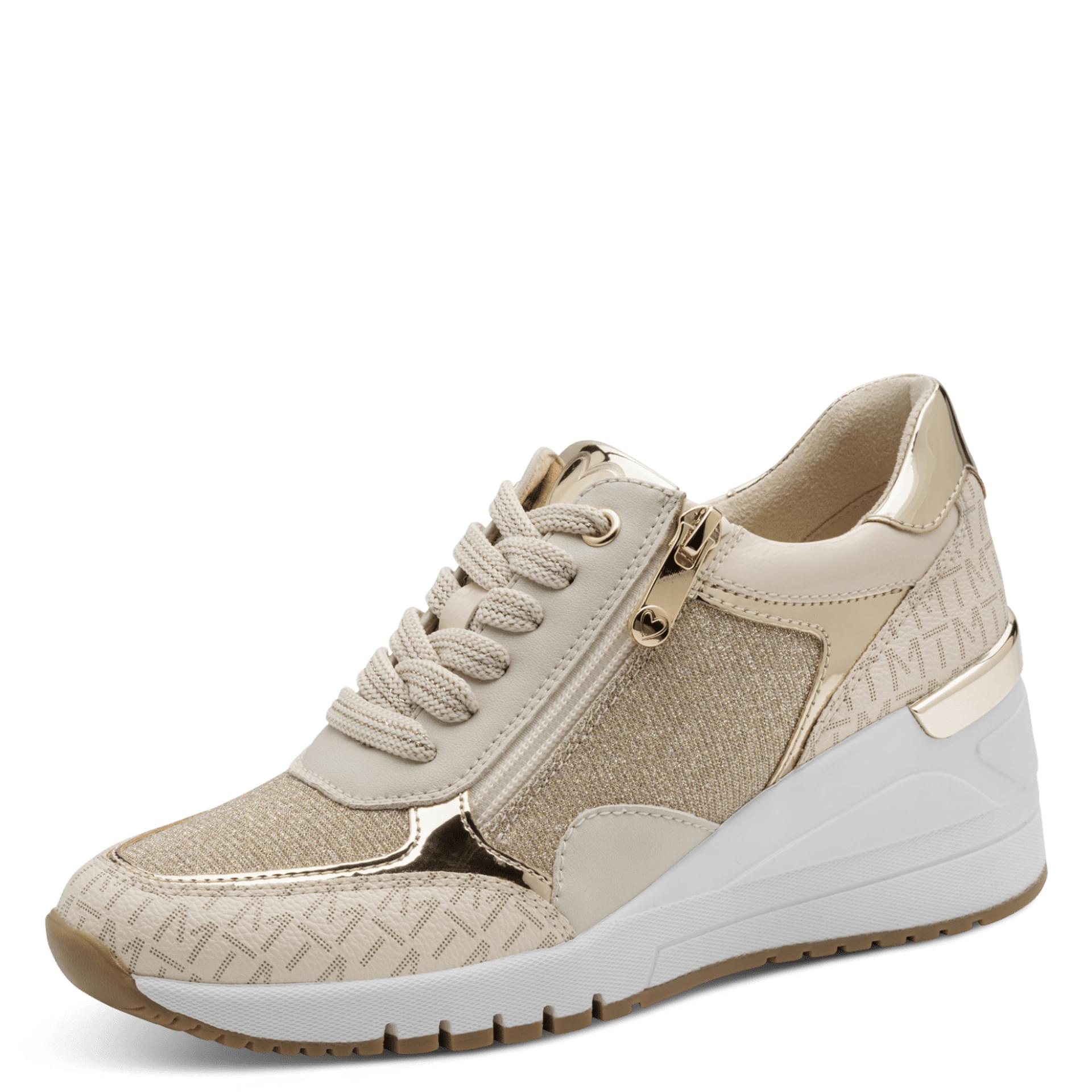 Marco Tozzi Magana Sneakers in Cream Comb, vue trois-quarts (SKU 2-23723-41--40C)