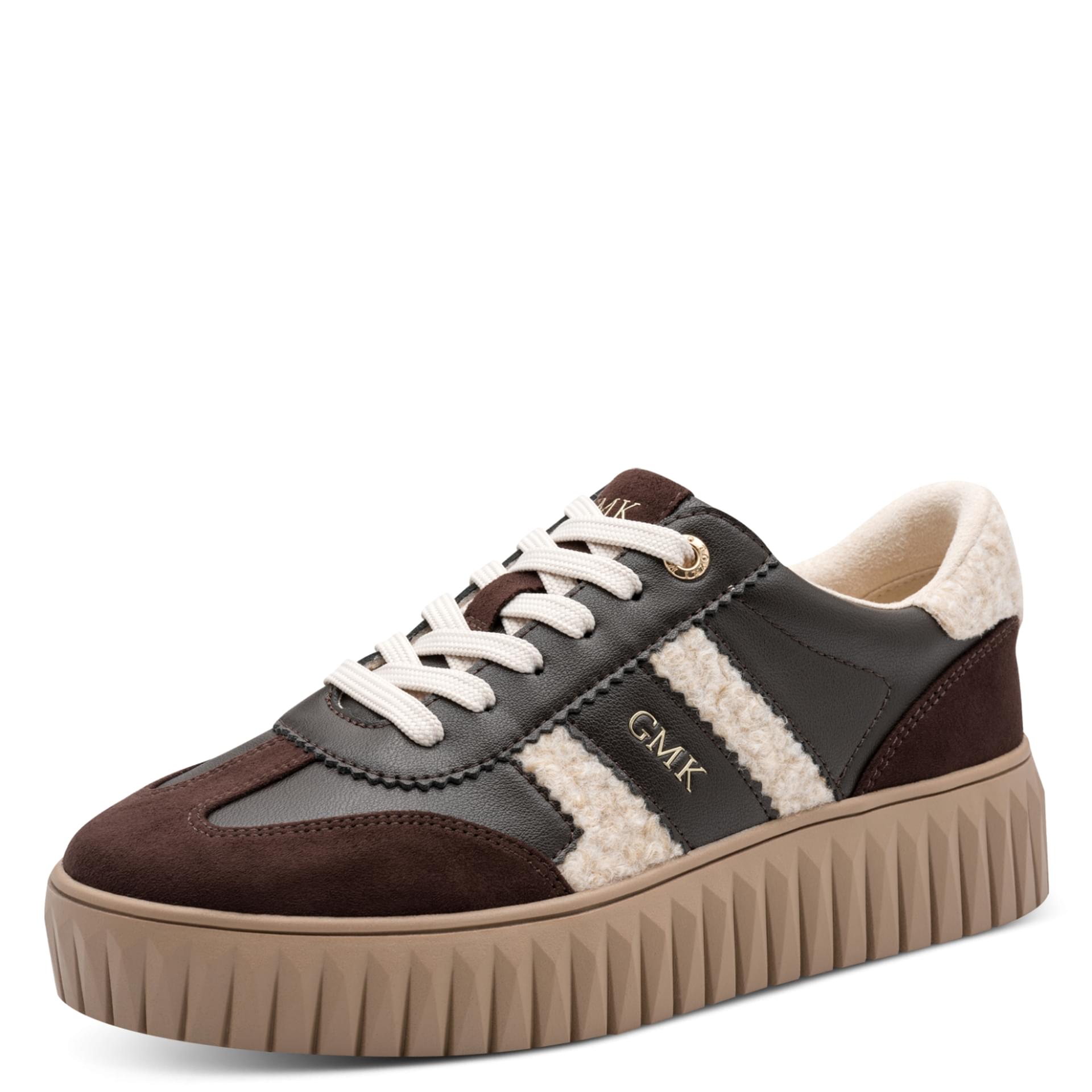 Marco Tozzi Unila Sneakers in Mocca, three-quarter view (SKU 2-83702-47--304)