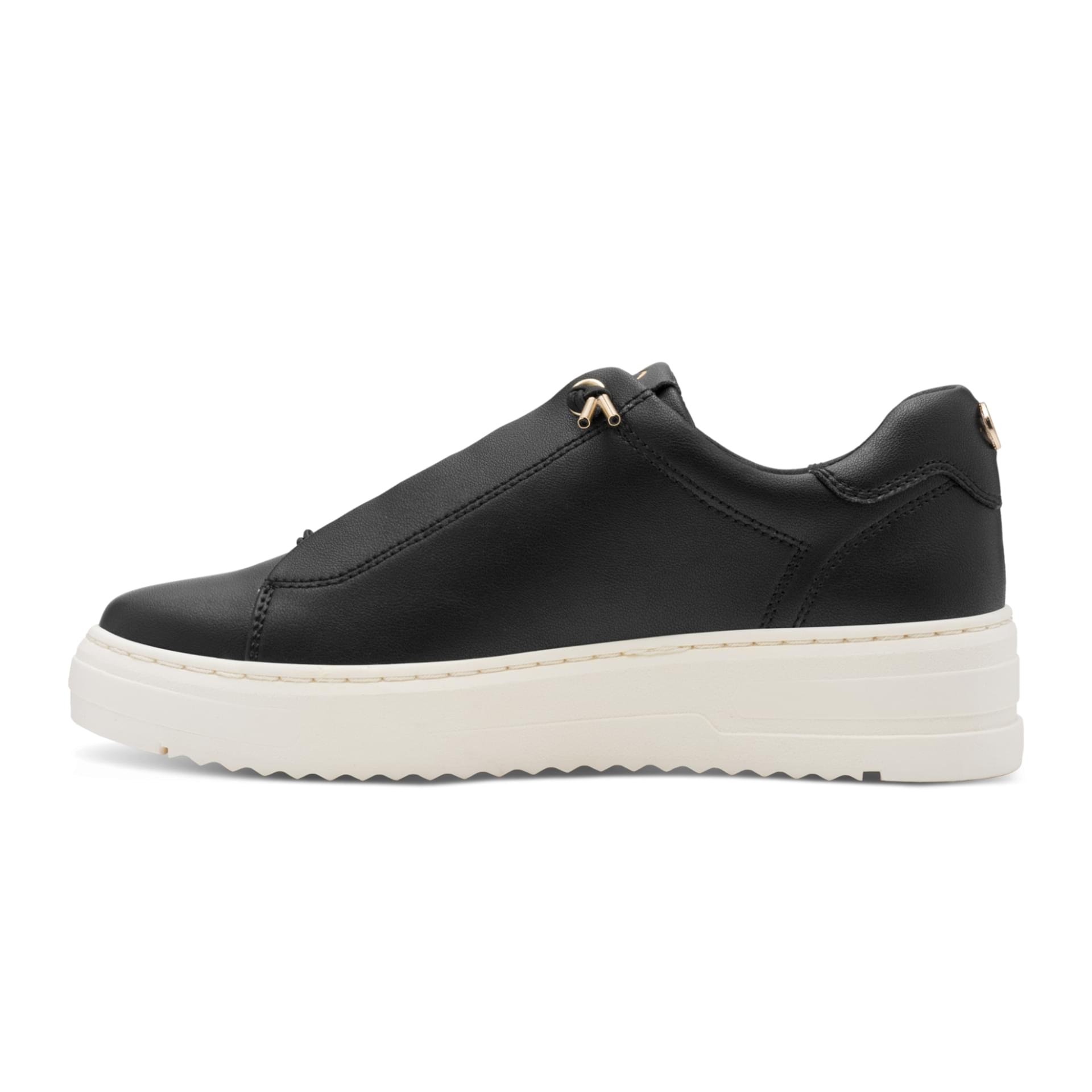 Marco Tozzi Vinova Sneakers in Black/Gold, côté intérieur (SKU 2-23724-44--085)