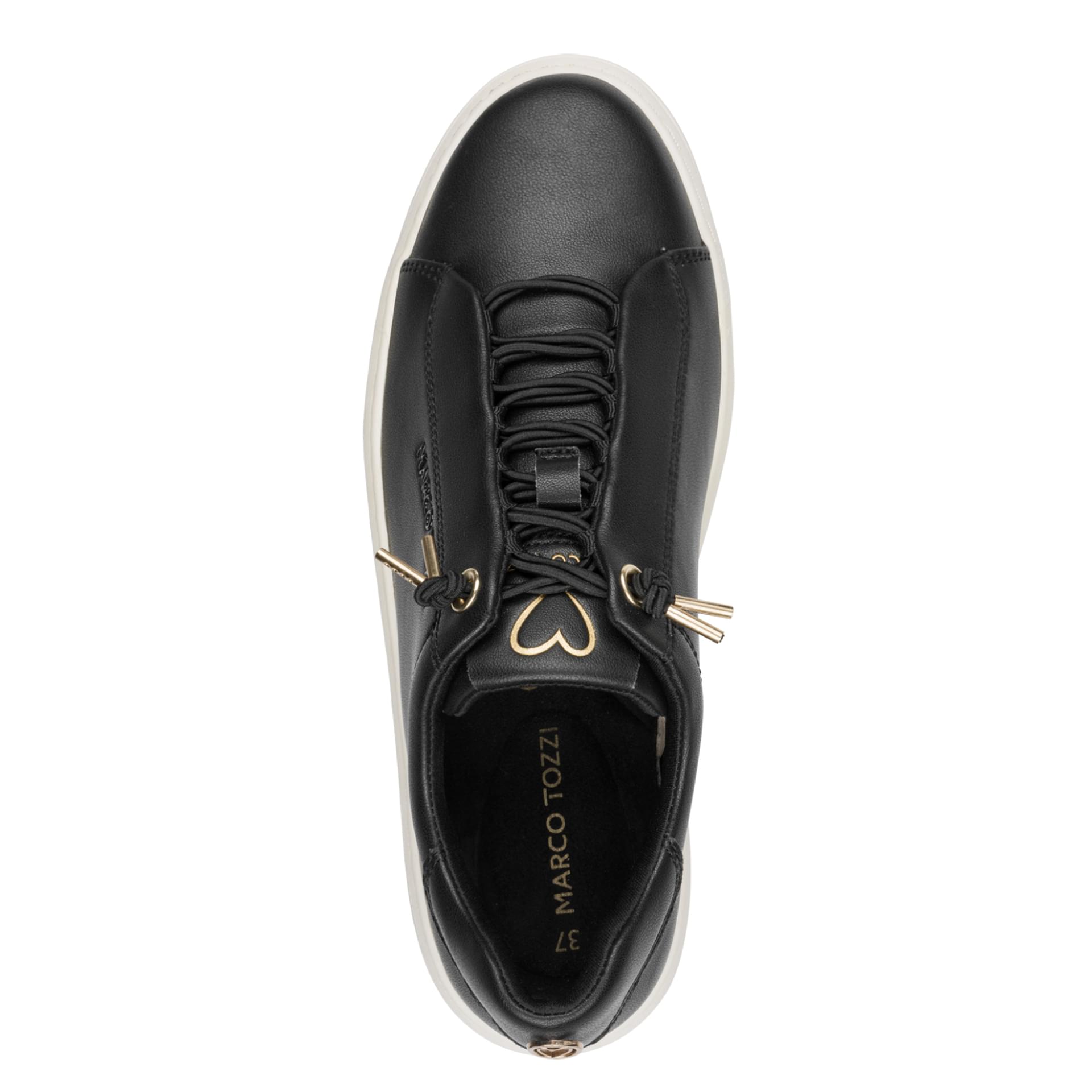 Marco Tozzi Vinova Sneakers in Black/Gold, vue de dessus (SKU 2-23724-44--085)