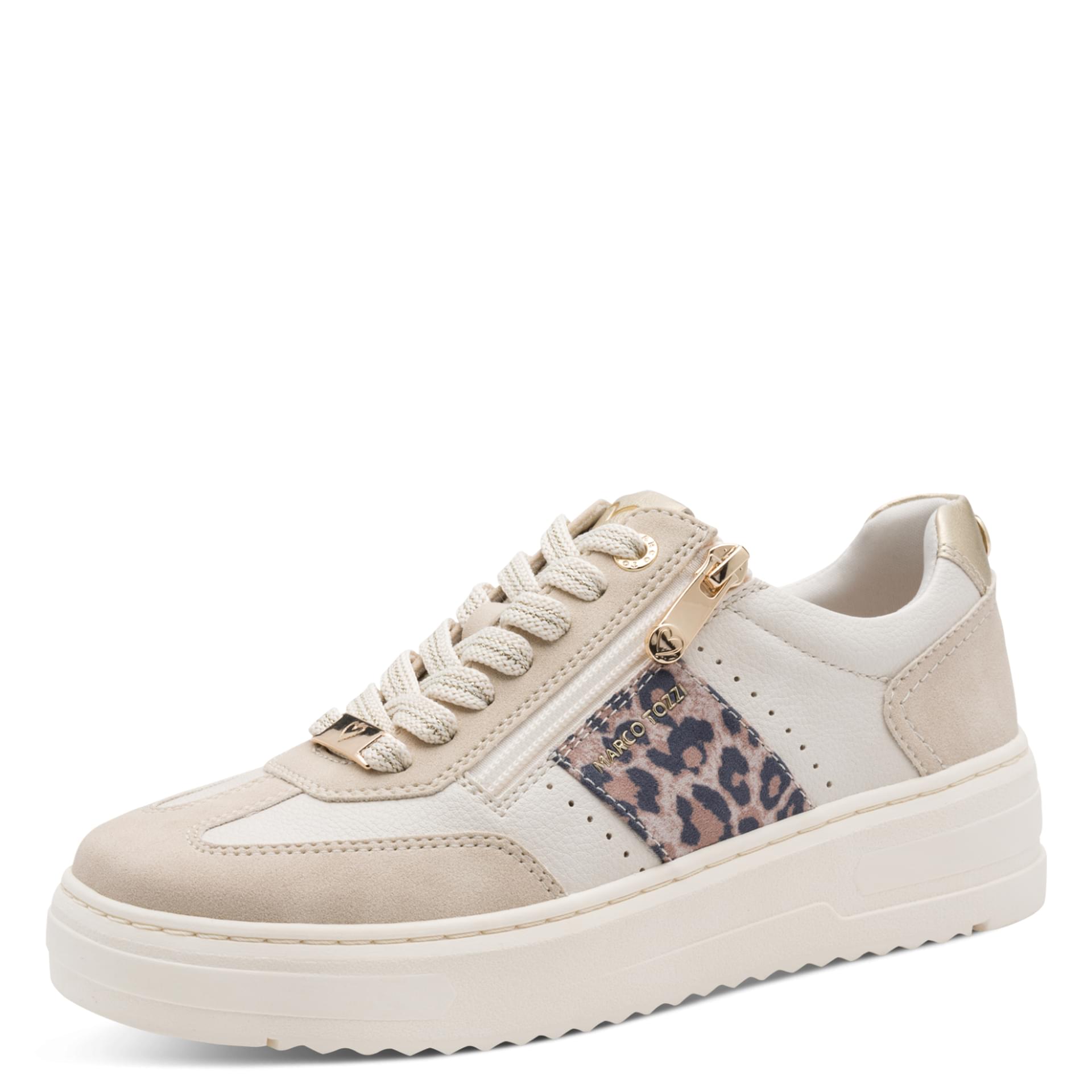 Marco Tozzi Vinova Sneakers in Cream Comb, vue trois-quarts (SKU 2-23766-46--402)
