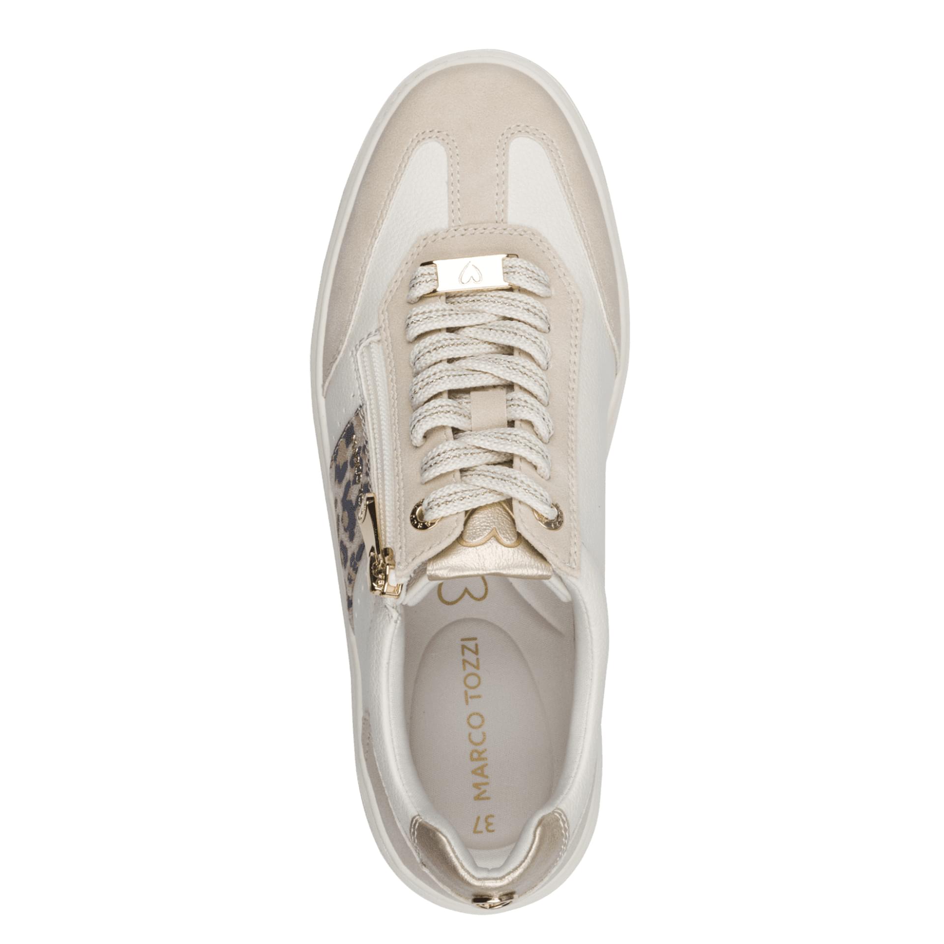 Marco Tozzi Vinova Sneakers in Cream Comb, vue de dessus (SKU 2-23766-46--402)