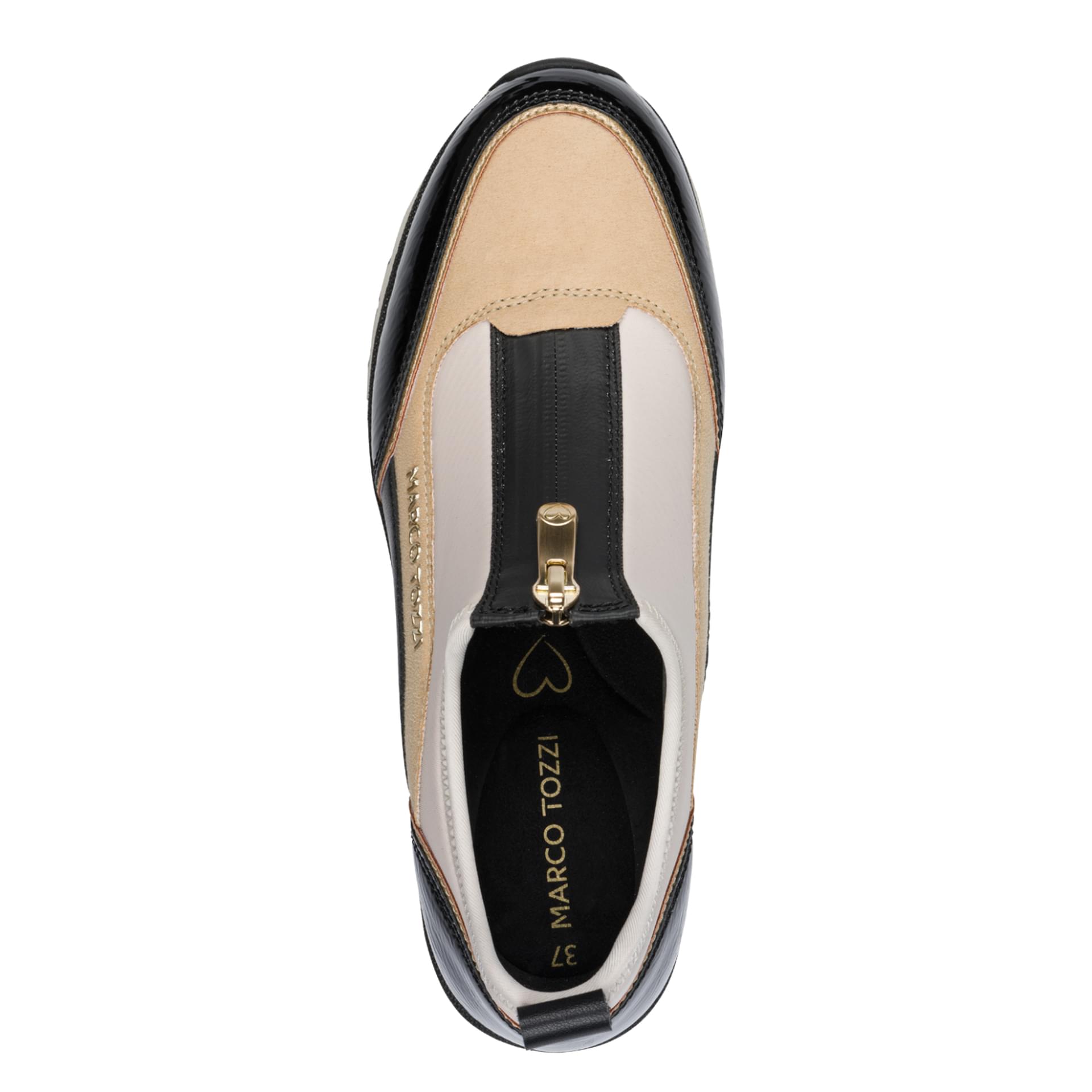 Marco Tozzi Virga Sneakers in Cream/Black, vue de dessus (SKU 2-24780-45--410)