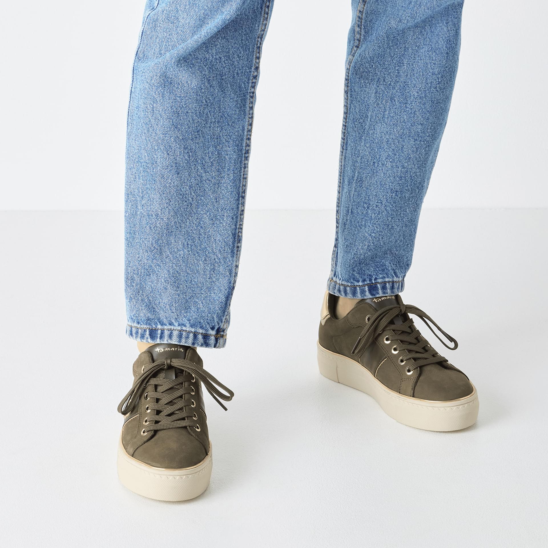 Tamaris Alexia Sneakers 1-23724-42 in Olive Nubuc