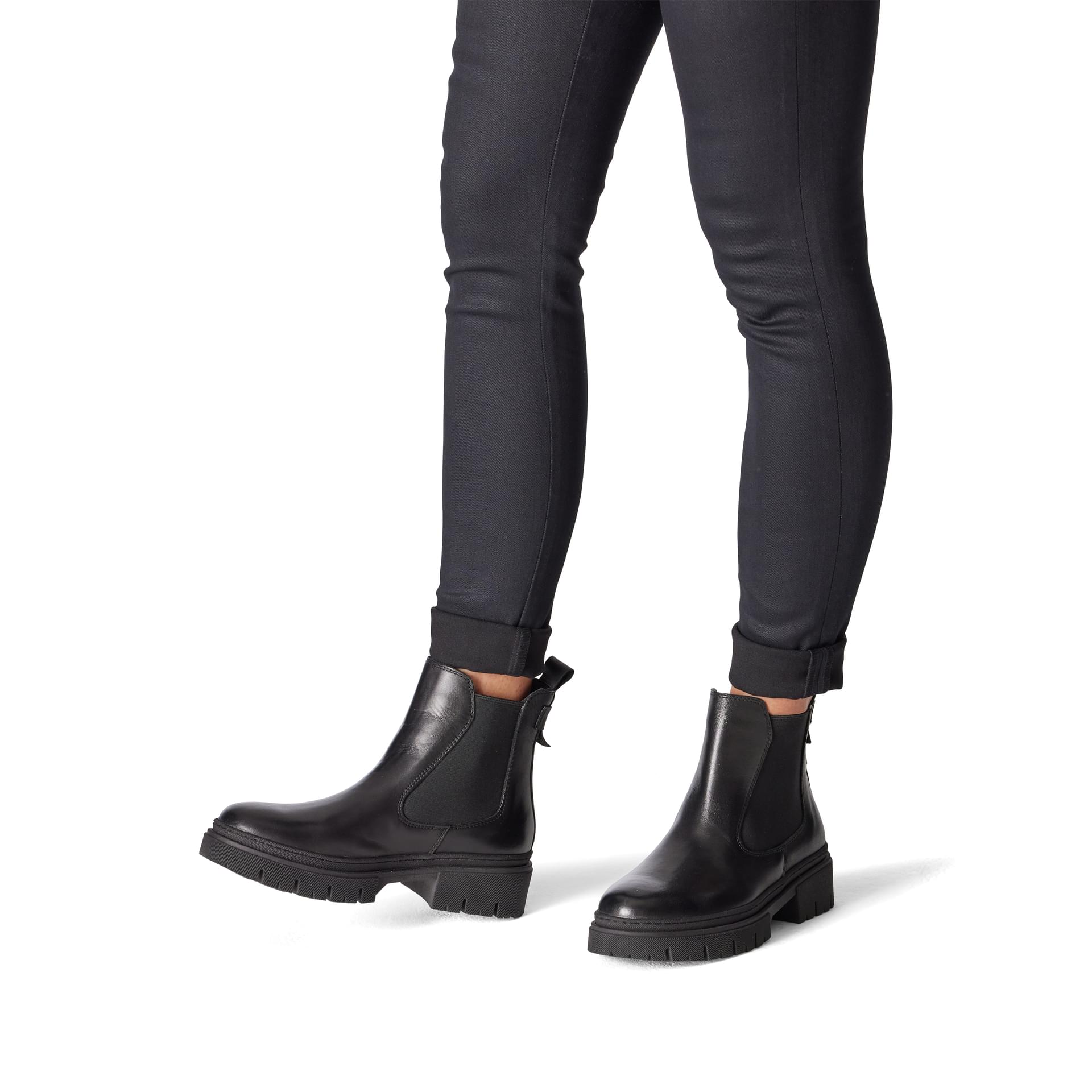 Tamaris Mini Chelsea Boots 1-25902-43 in Black Leather