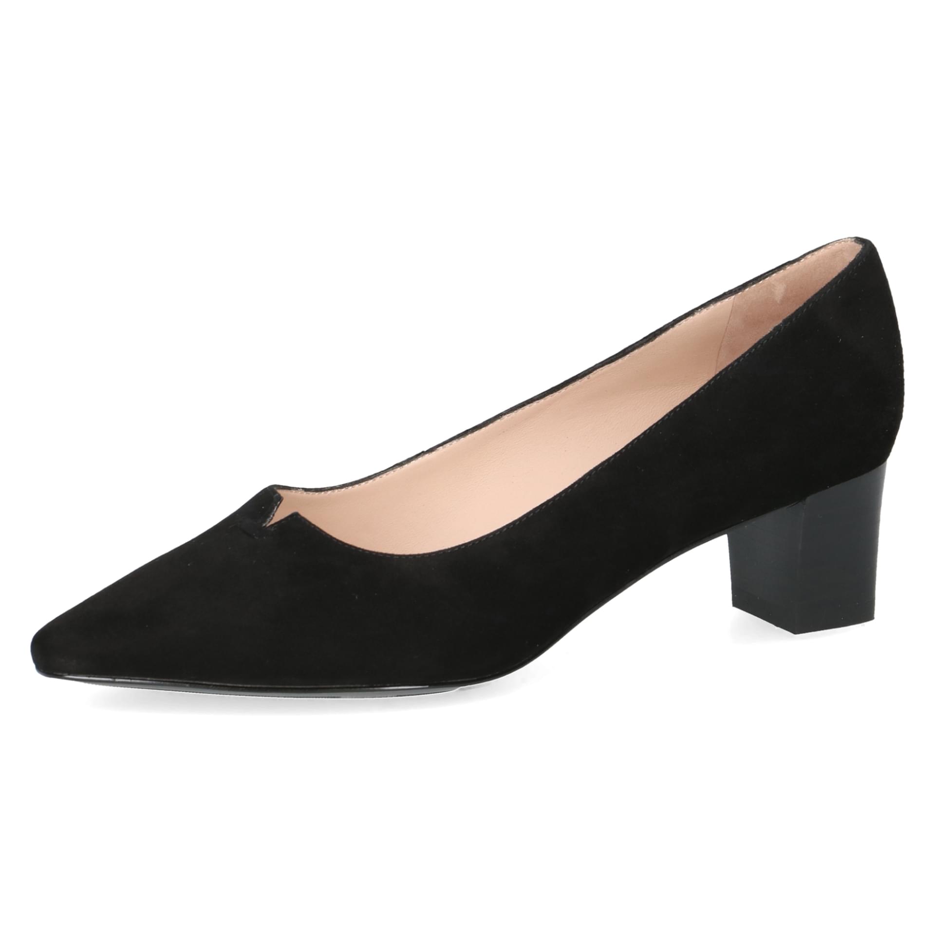 Peter Kaiser Genova Hakken in Black Suede, driekwartaanzicht (SKU 9-72344-44--004)