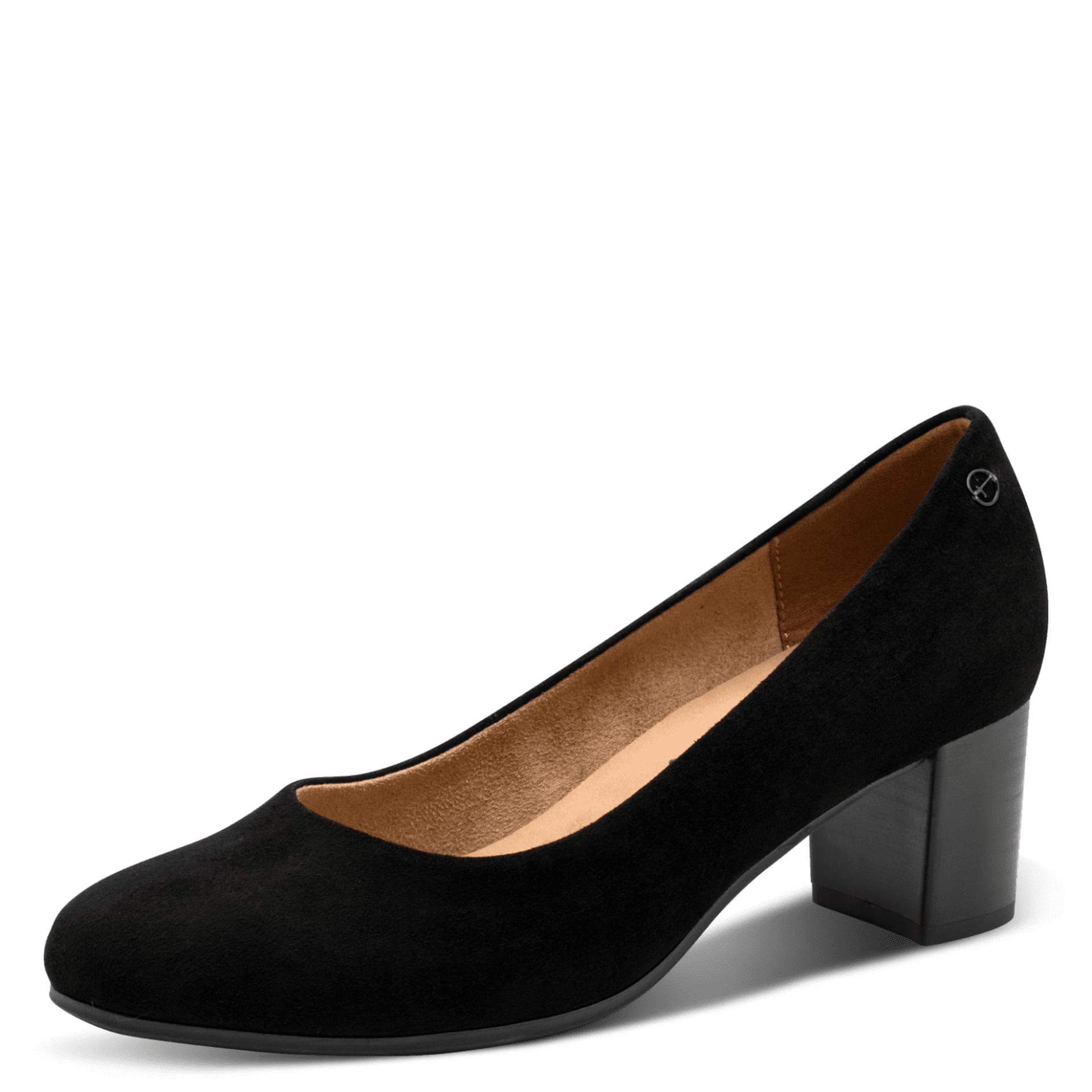 Tamaris Comfort Abura Talons cuir in Black Suede, vue trois-quarts (SKU 8-82400-47--019)